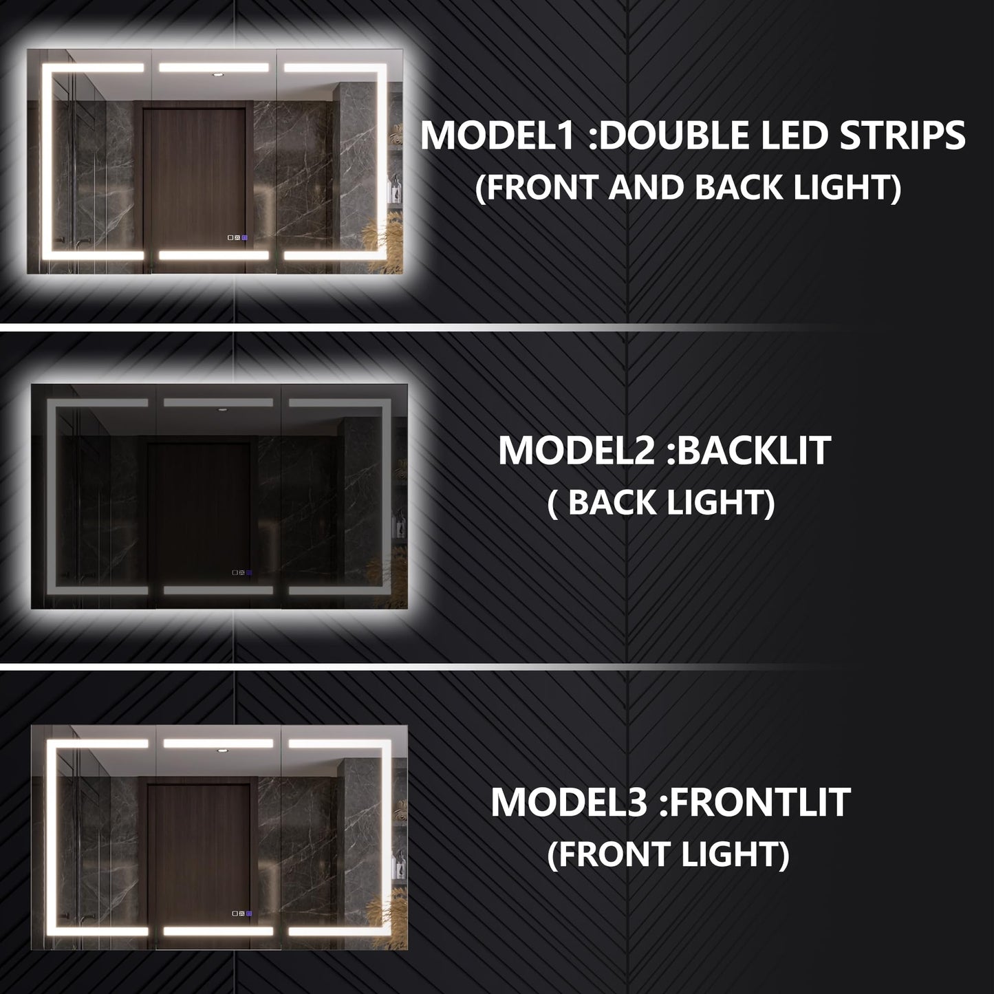 cieloshinerico Smart LED Medicine Cabinet with Mirror, 66W×36H Inch Bathroom Storage Medicine Cabinet, 3 Color Stepless Dimming & Anti-Fog, 5X Magnifier, Night Light, 3 Doors, DTC Soft-Close Hinges