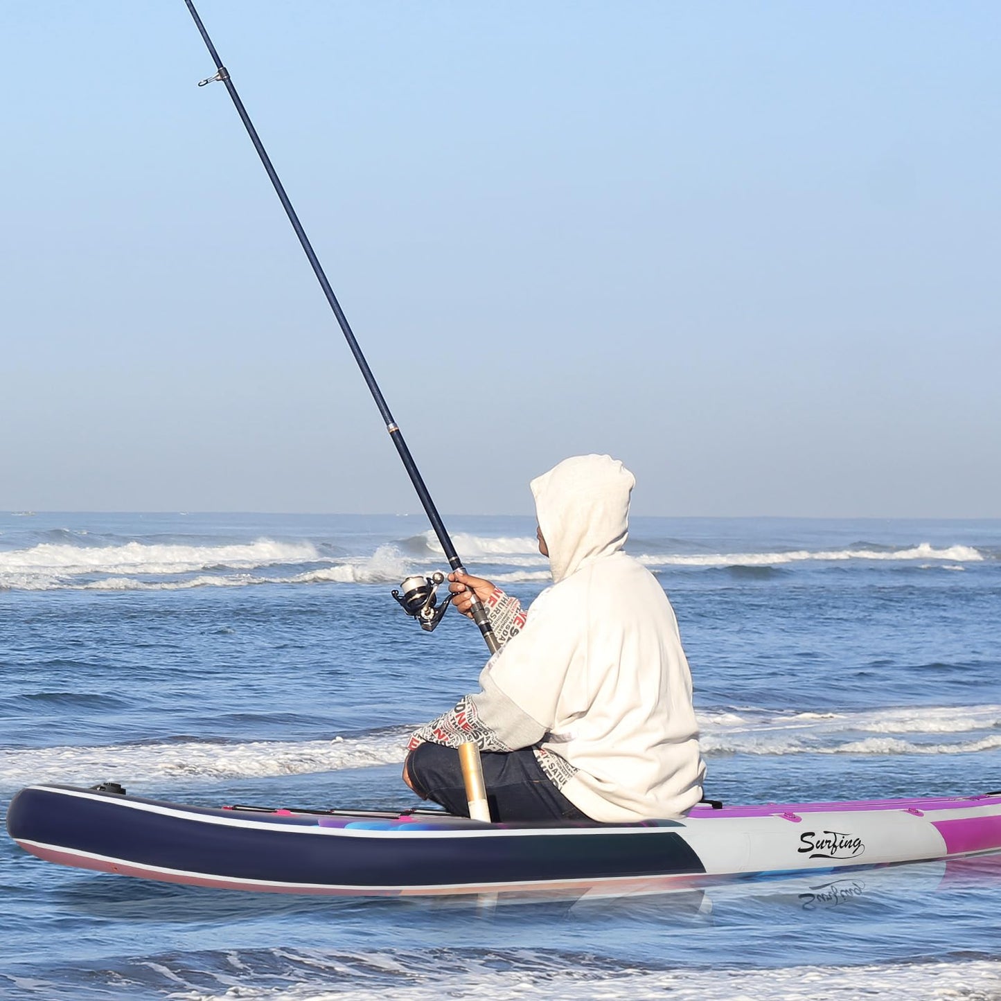 YUSING Inflatable Paddle Board with Seat, 11' x 33'' x 6" SUP, Extra Wide Paddle Boards for Adults, Non-Slip Deck Stand Up Paddle Board with Kayak and SUP Accessories, 3 Removable Fins(Purple)