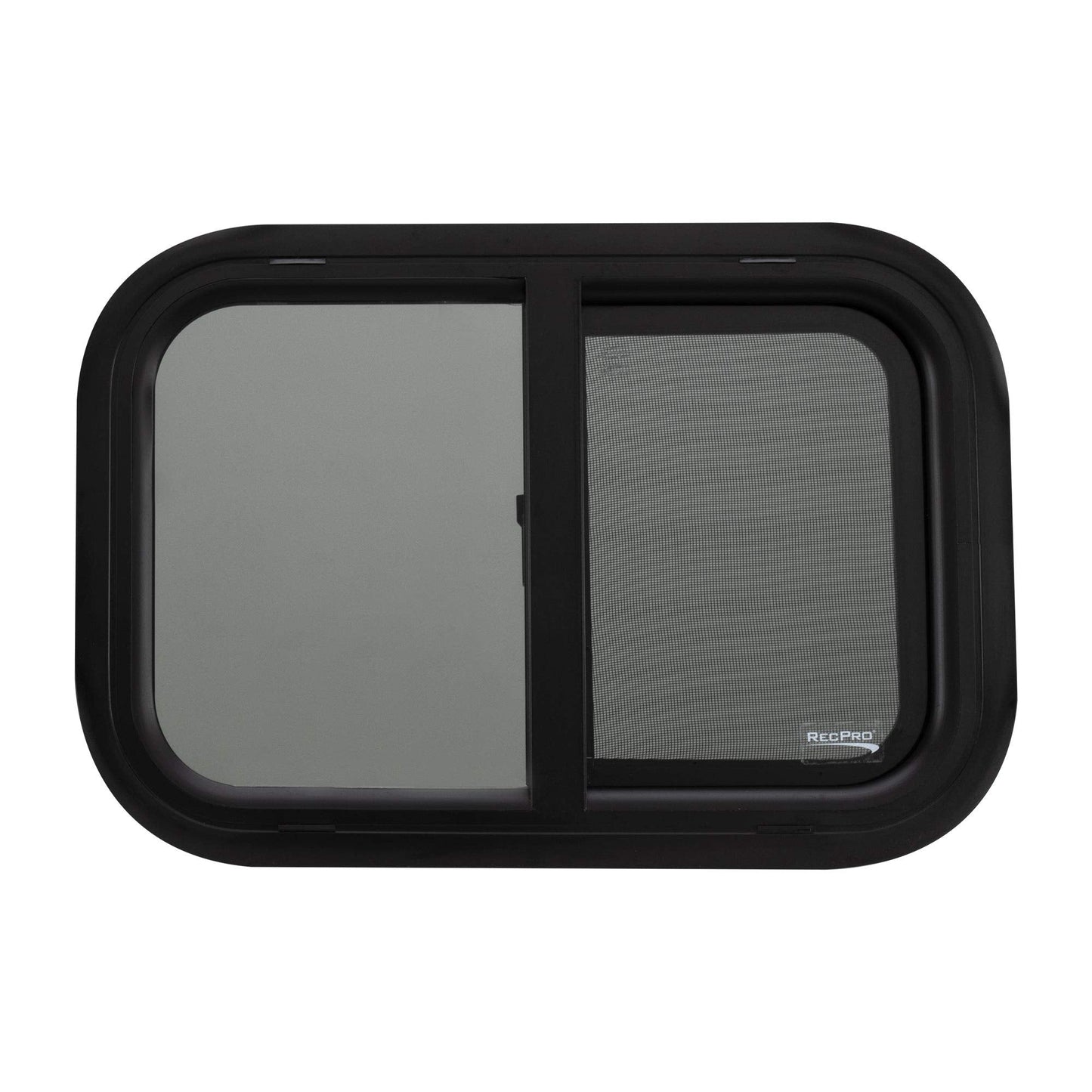 RecPro RV Window Replacement - Teardrop Style, Horizontal Sliding, 21inW x 14inH, Black, Model RP-WIN, Made in USA