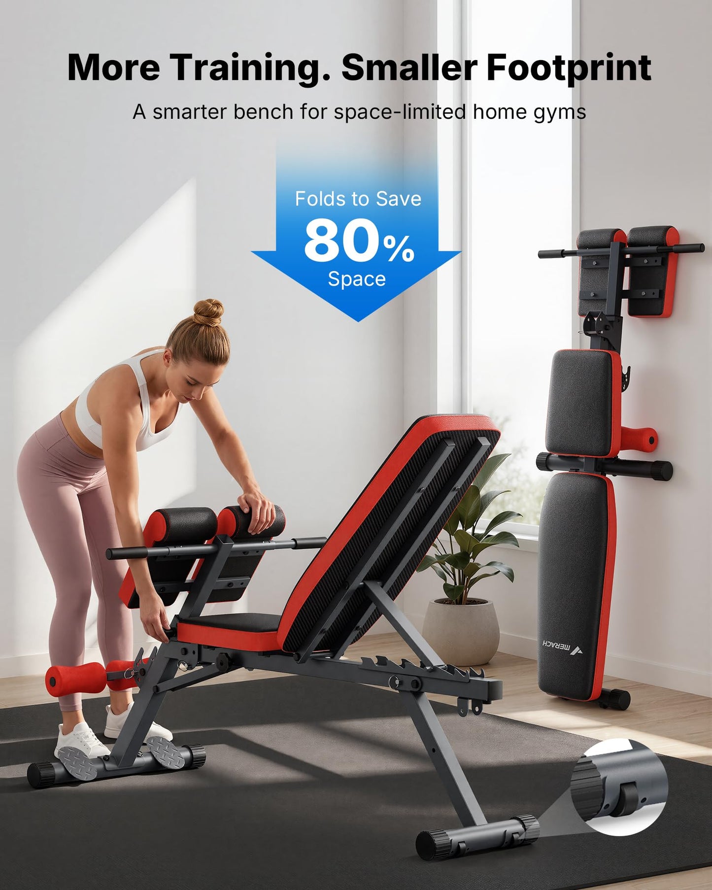 MERACH 6 in 1 Multi-Functional Roman Chair Back Extension for Full Body Workout - Adjustable Weight Bench, Sit Up Bench, Fitness Equipment for Hyperextension, Adjustable Roman Chair, Incline Decline