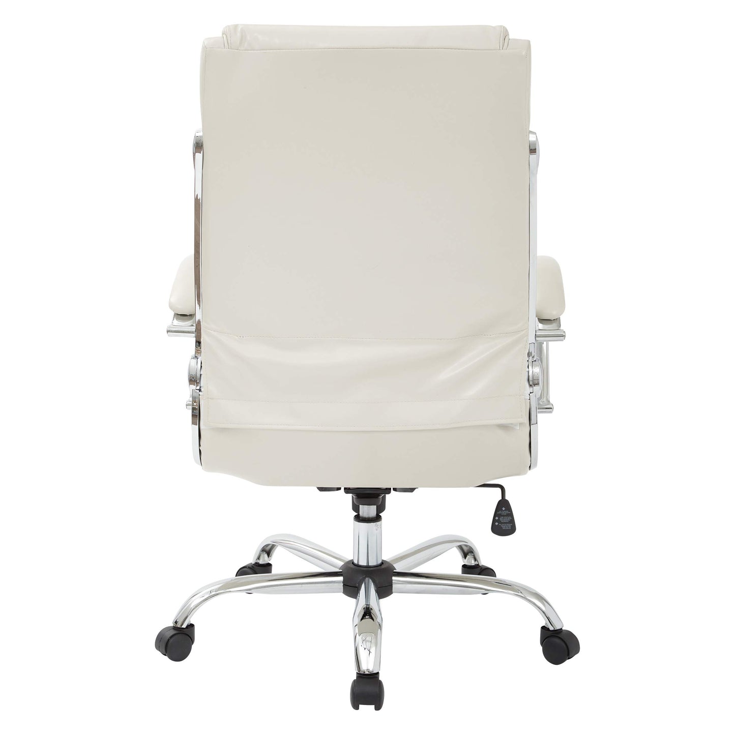 Office Star FL Series Faux Leather Adjustable Executive Office Chair with Padded Arms and Chrome Finish Accents, Cream