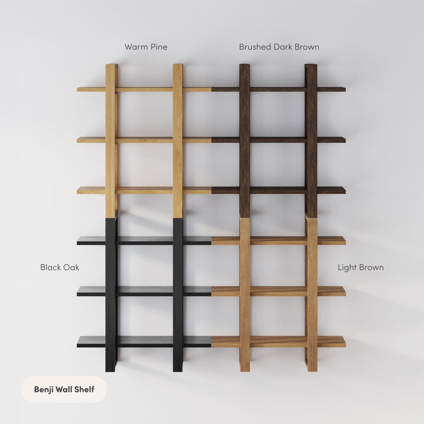 Nathan James Floating Wall Book Shelves, 3-Tier Display Shelf, Decorative Modular Shelf in Solid Wood for Bedroom, Nursery, Bathroom or Kitchen, Set of 2