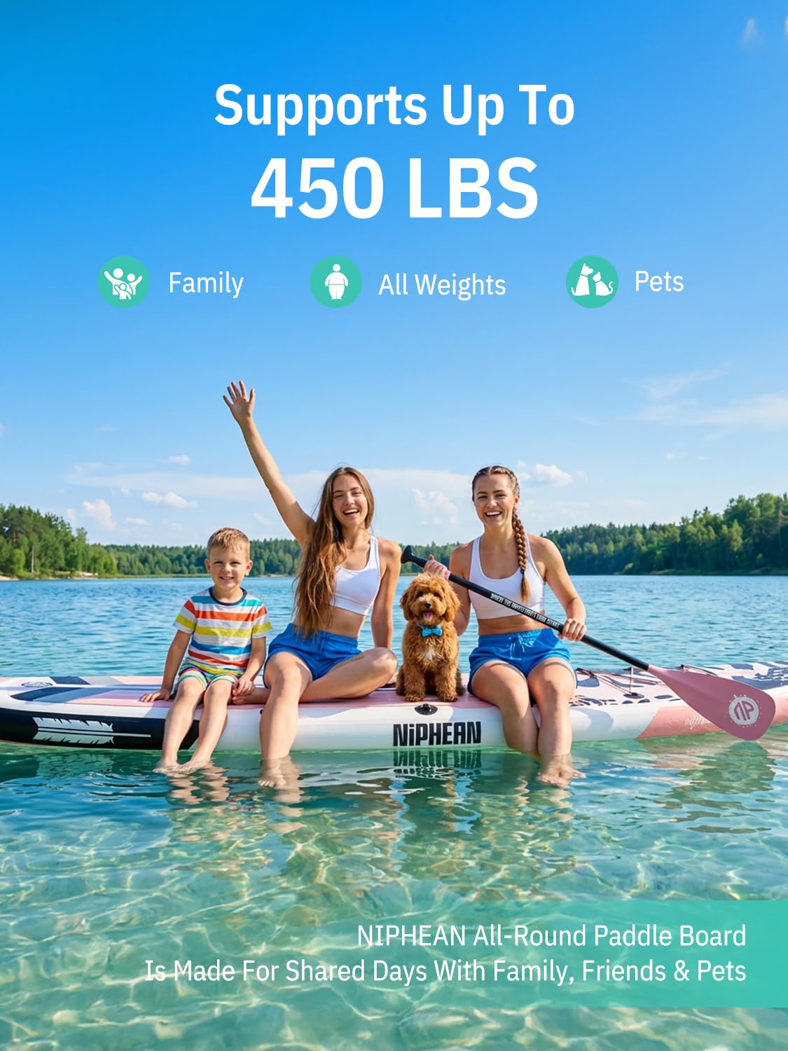 Niphean Inflatable Stand Up Paddle Board with Stabiltrac Fin Design and SUP Accessories, Anti-Slip EVA Deck, 10’6’’ Inflatable Paddle Boards for Adults & Youth of All Skill Levels