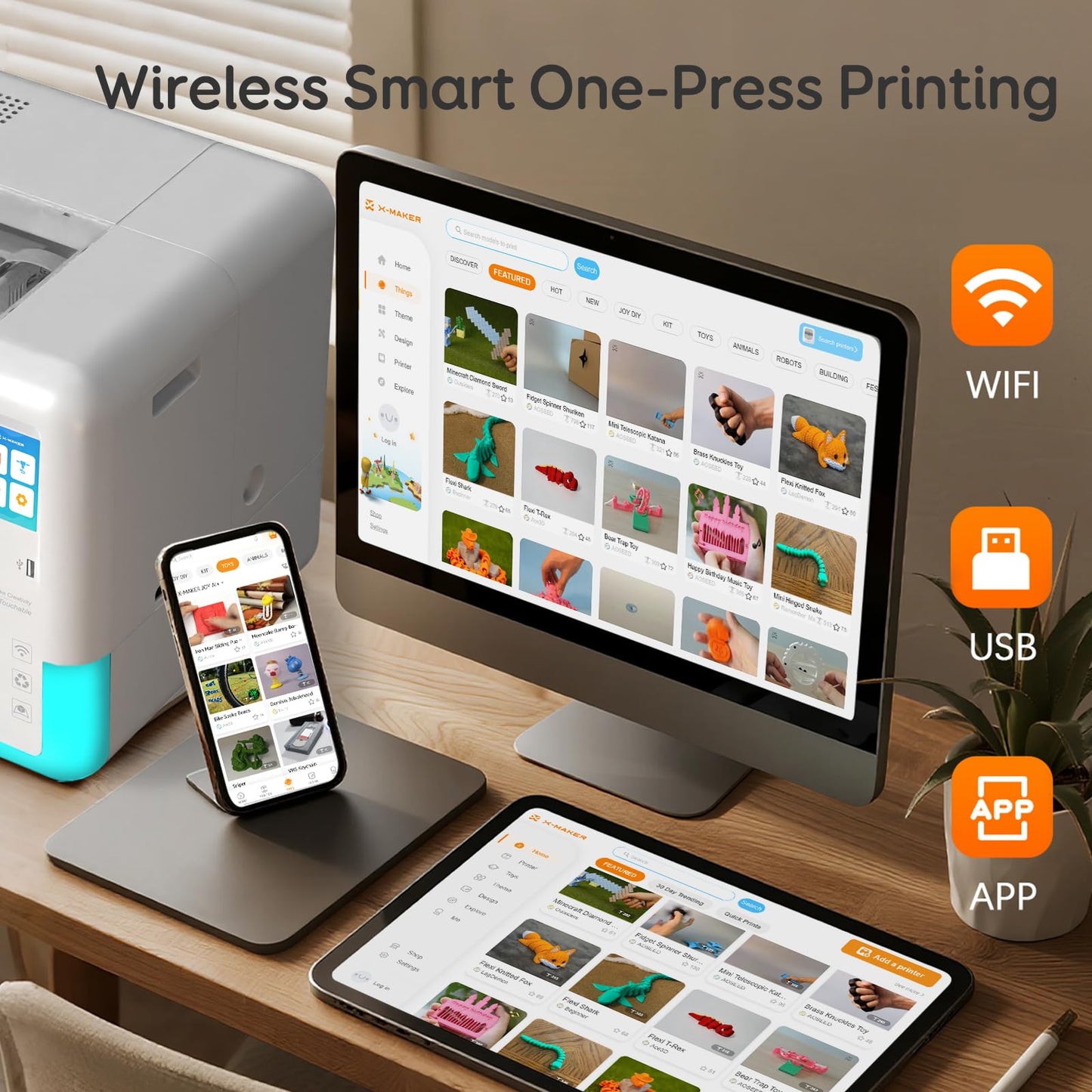 AOSEED 3D Printer for Kids & Beginners, AI-Powered Toy Maker with Leveling-Free Design, 400mm/s Speed, 17+ Design Modules, 8 PLA Filaments, Enclosed Mini 3D Printer for Home & School, X-Maker AI+