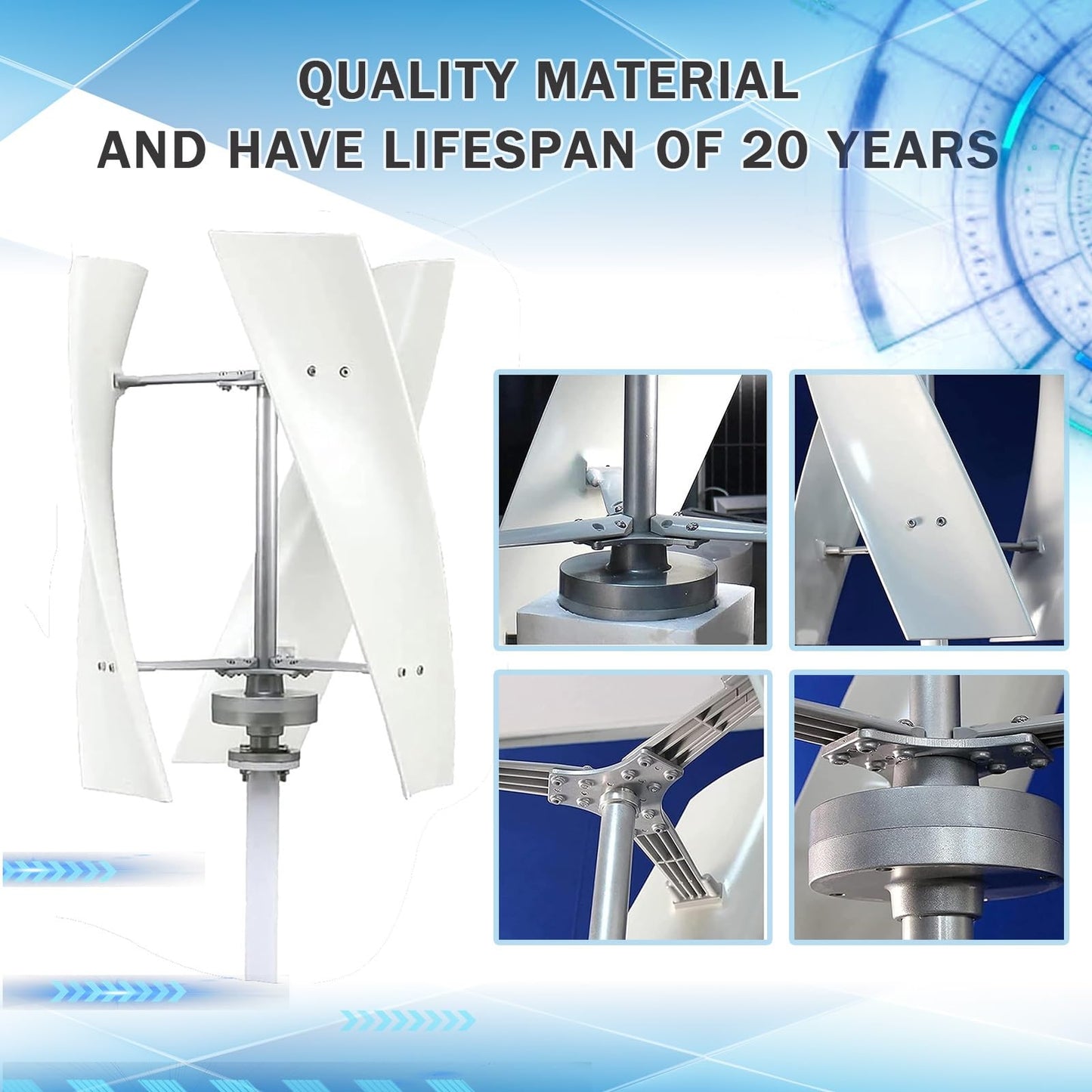 18000W Vertical Wind Turbine Generator Kit for Home & Business - Powerful 48V Windmill with Controller for Industrial Energy Supply - Eco-Friendly Renewable Energy Solution