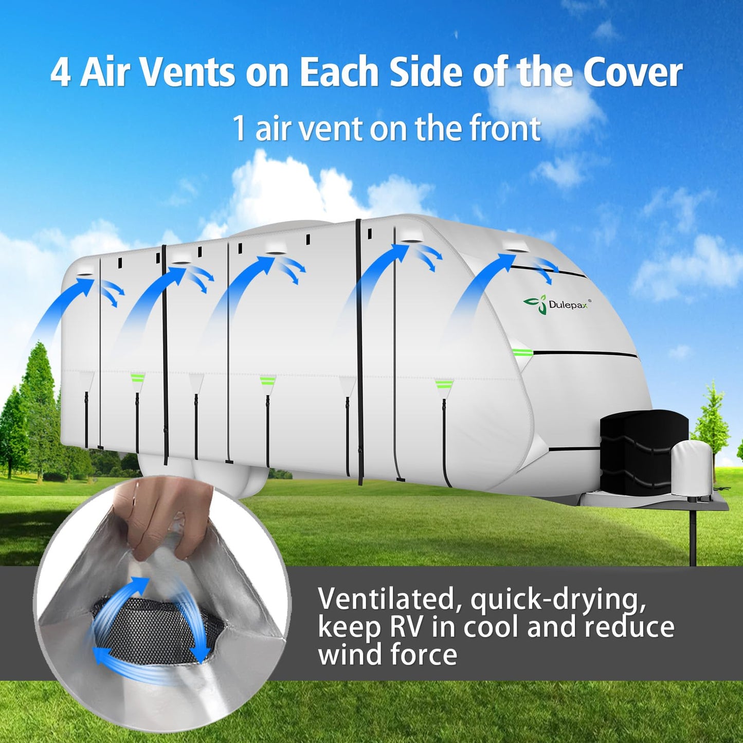Dulepax Oxford RV Cover 27'-30' Travel Trailer Cover,Waterproof Camper Cover with 420D Oxford Fabric Anti-UV, Weatherproof, Ripstop Utility Trailer Covers