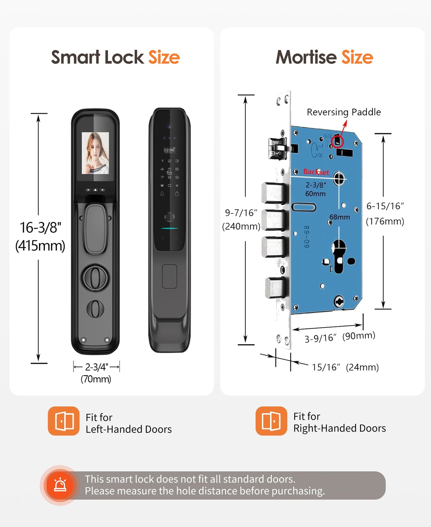YINTIN 3D Face Recognition Smart Lock with Camera & Handle, Palm Vein Keyless Entry, Fingerprint Door Lock & Video Doorbell, 8-in-1 Unlock, Mortise Lock, Tuya App, 2-Way Talk, IP67 for Front Door.