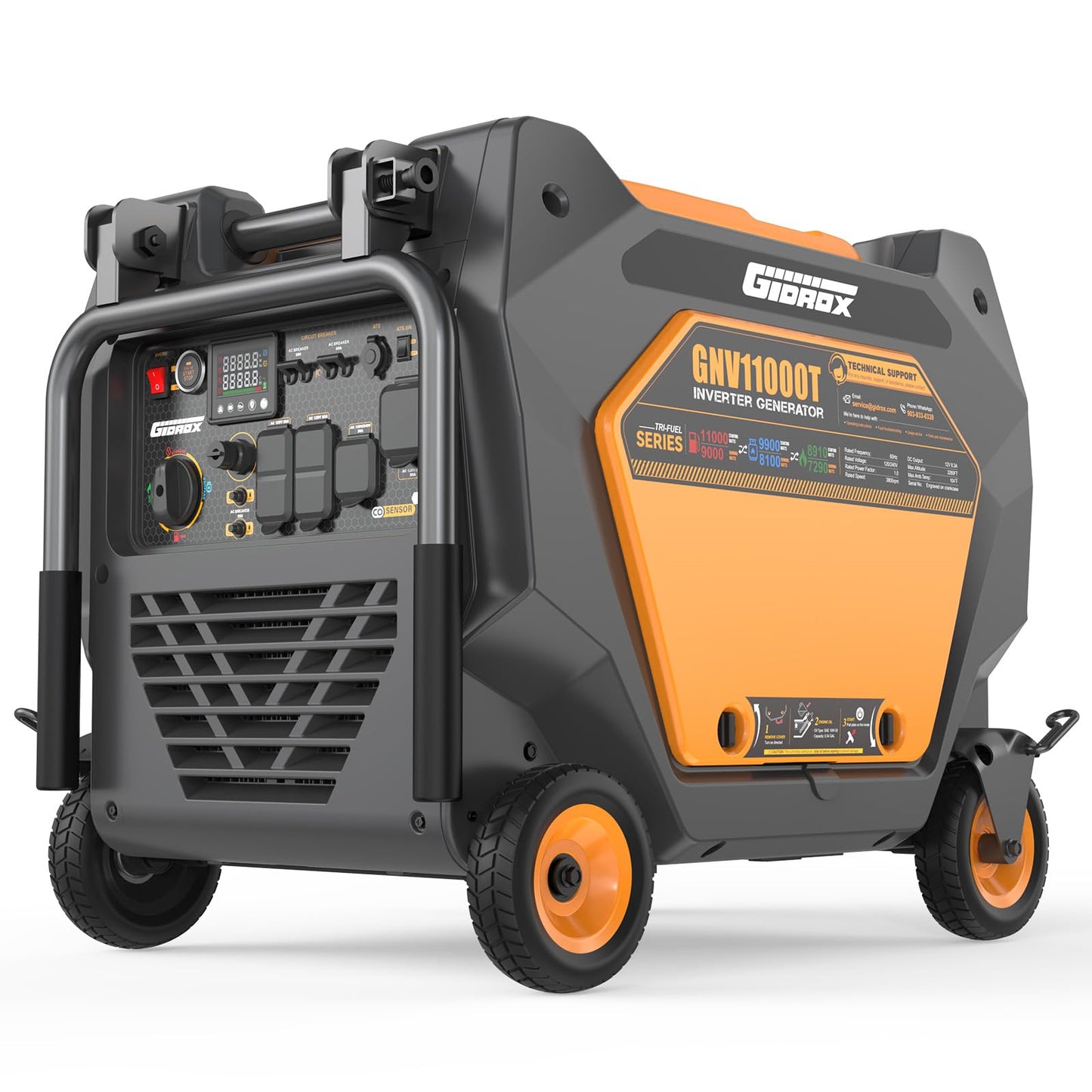 11000W Tri-Fuel Inverter Generator for Home Backup - Super Quiet with ATS Ready, Remote Start, CO Sensor, ECO Mode, 50A Outlets, Low THD, Gas, Propane & Natural Gas Powered (Black)
