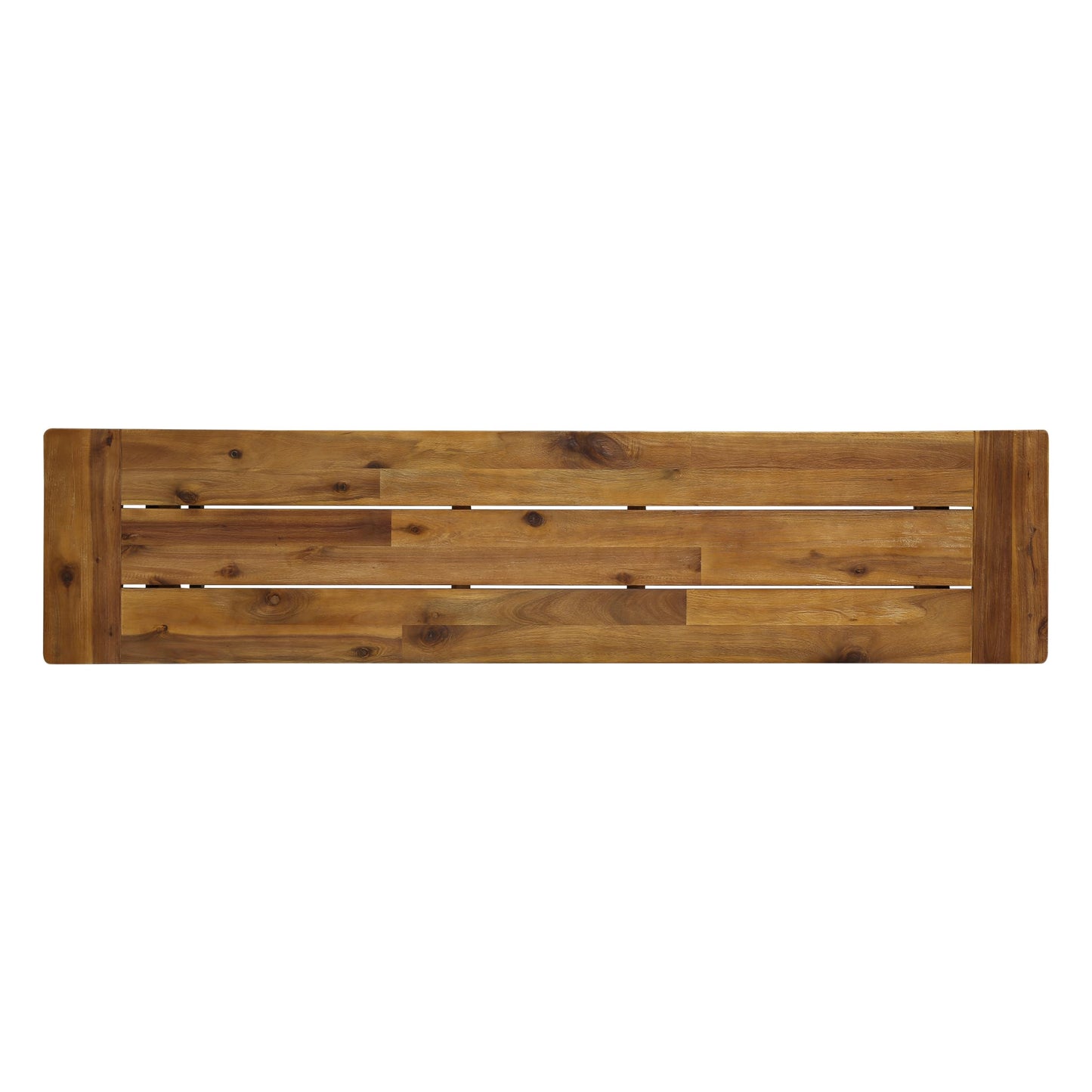 Merax 2-Piece Acacia Wood Outdoor Benches Set, 63" Rustic Patio Bench with Sandblast Teak Finish and H-Stretcher Design, Solid Hardwood Garden Bench for Dining, Porch, Fire Pit, Teak+Black
