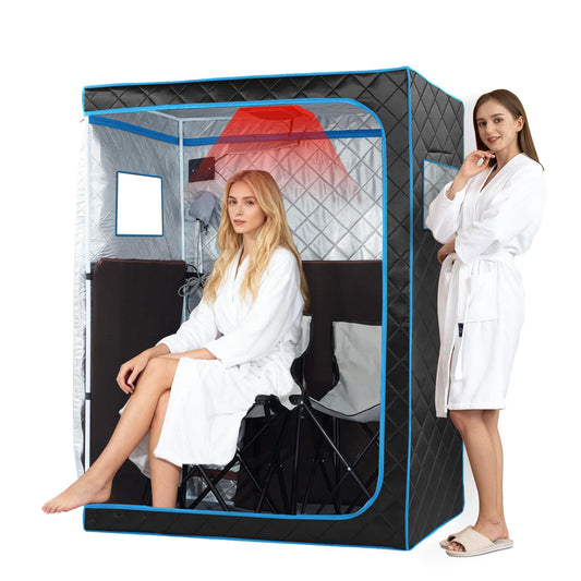 amocane 2 Person Portable Infrared Sauna, Oversize Personal Dry Saunas Tent for Home with Remote Control, Full Size Indoor Sauna Spa for Relaxation & Detox, Foldable Large Chairs for Gym & Apartment