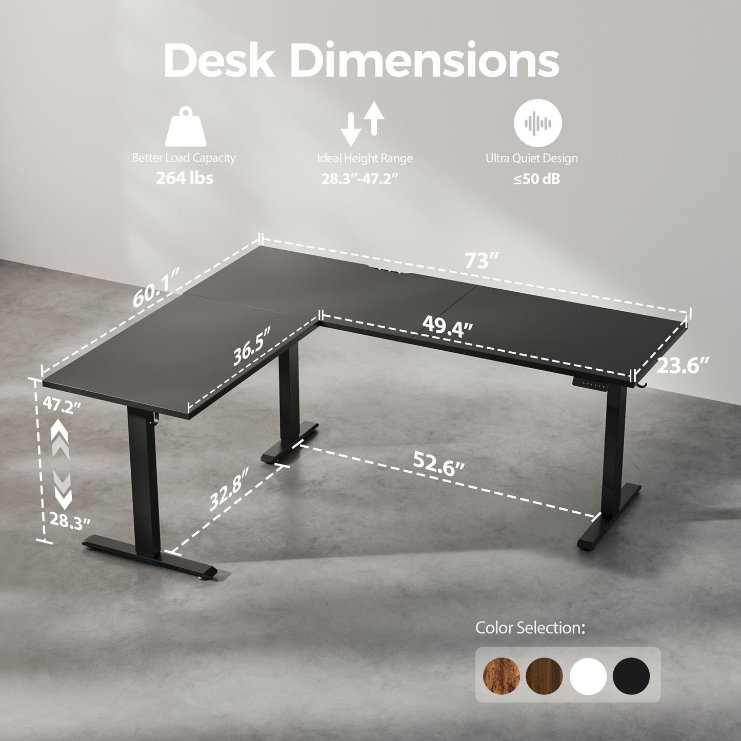 Agilestic Triple Motors 73" x 60" L Shaped Standing Desk, Electric Standing Desk Adjustable Height, Extra Large Desktop Corner Table for Home Office, Gaming Workstation, Splice Board, Black