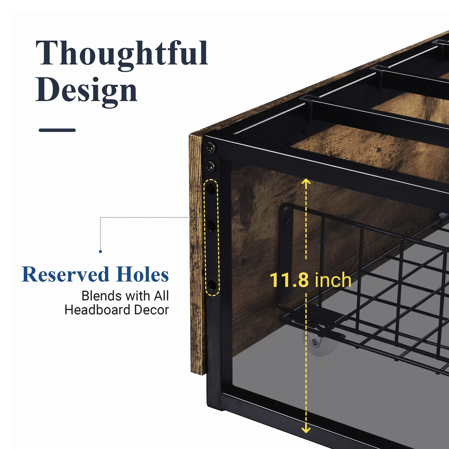 Allewie Industrial Storage Bed with Drawers, Wooden Metal Platform, Sturdy & Noise-Free, Modern Full Size for Bedroom & Apartment