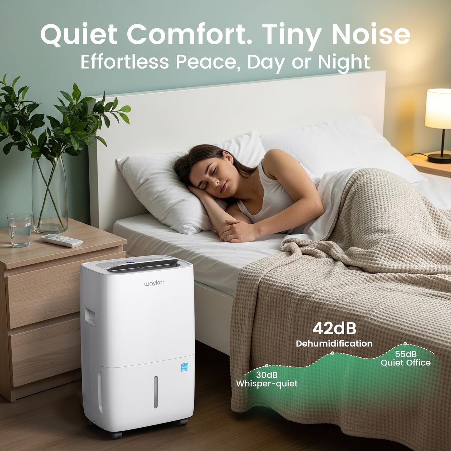 Waykar 80 Pints Energy Star Dehumidifier for Spaces up to 5,000 Sq. Ft at Home, in Basements and Large Rooms with Drain Hose and 1.14 Gallons Water Tank