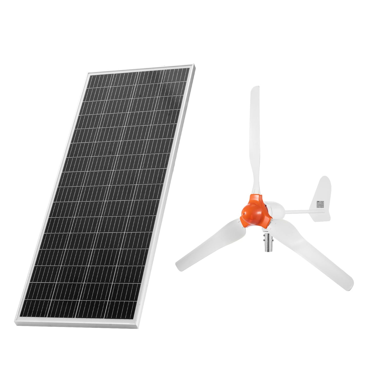 VEVOR 24V 1000W Solar Wind Power Kit, 6*100W Solar Panel + 400W Wind Turbine + 25.6V 100Ah LiFePO4 Battery + 3000W Power Inverter + MPPT Wind/Solar Hybrid Controller for Home Boat Cabin Farm Off-Grid