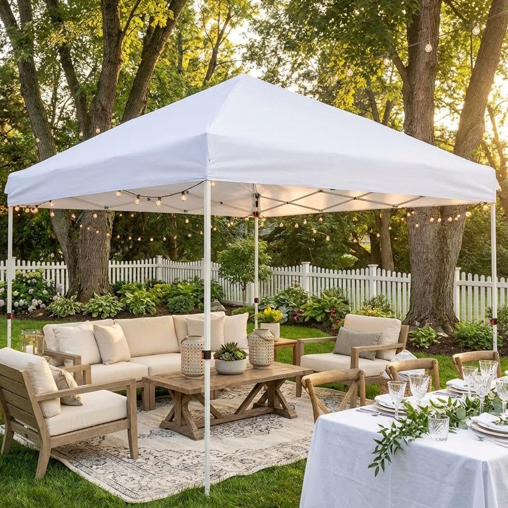 GarveeHome 10X20FT Instant Pop Up Canopy Tent, Heavy Duty Canopy Set, Waterproof and UV Protected Tailgate Tent for Party, Wedding, Outdoor Dining, Patio, Backyard