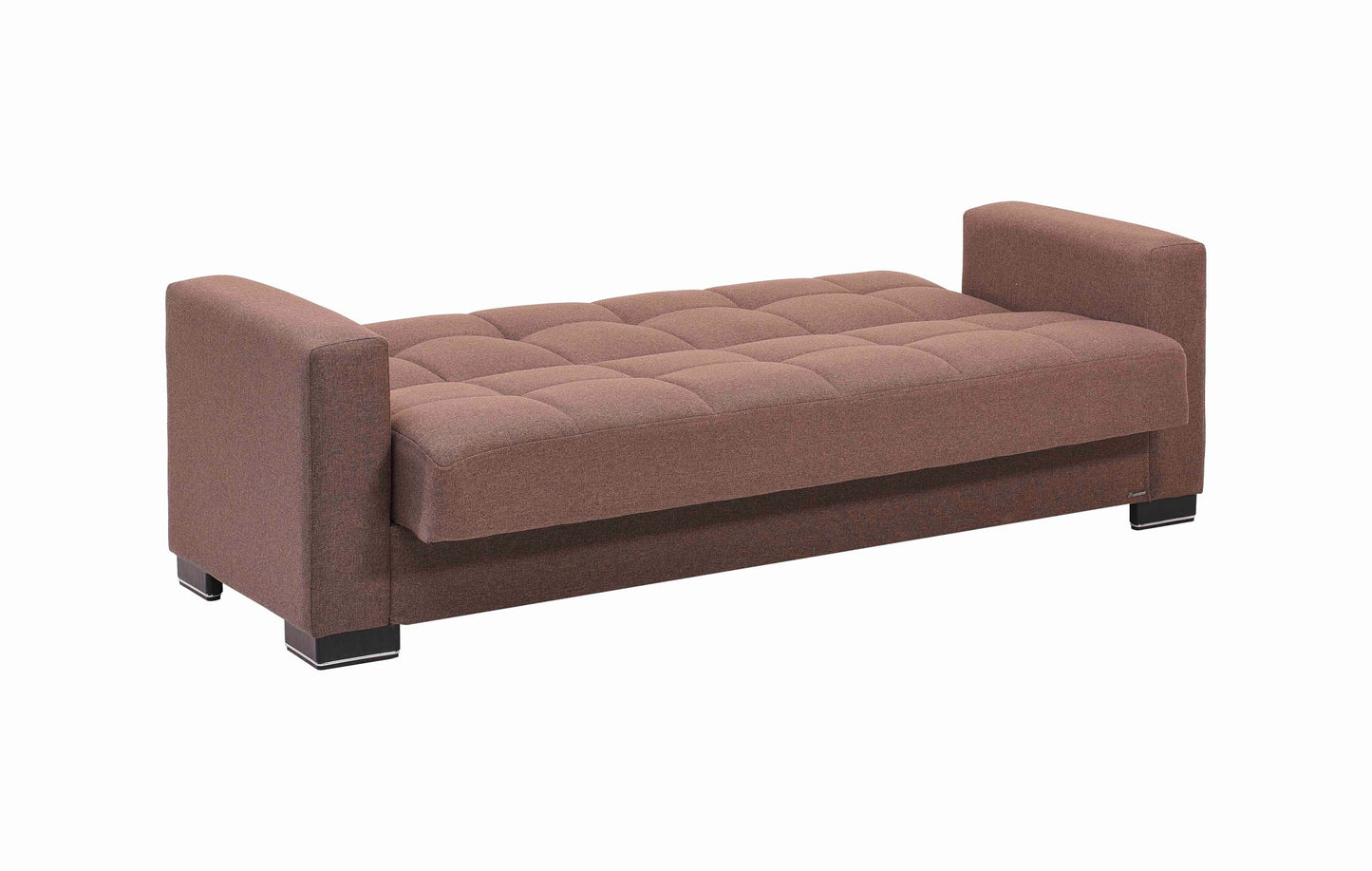 Ottomanson Convertible Sofa Bed Futon Couch with Hidden Storage & Click-Clack Sit-Sleep Conversion – Firm Support Sleeper Sofa for Living Room, Apartment & Guest Room, Brown