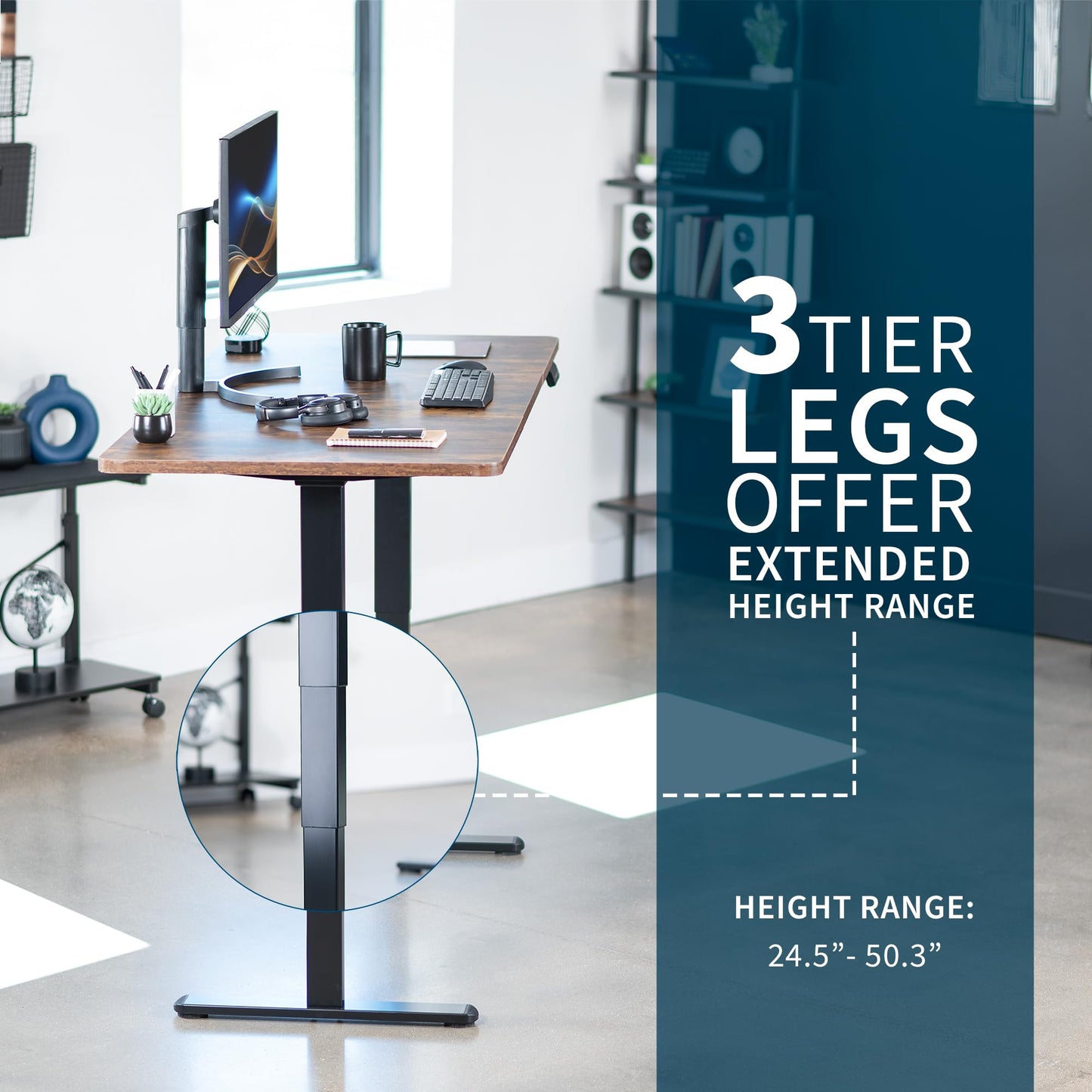 VIVO Electric 71 x 30 in Dual Motor Rustic Sit Stand Desk, Memory Height Adjustment, 2B Series, Vintage Brown Top Black Frame, DESK-KIT-2B7N