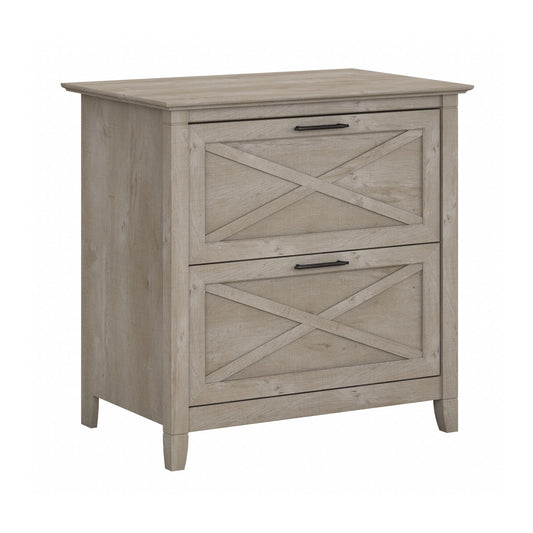 Bush Home Key West 2 Drawer Lateral File Cabinet in Washed Gray, Document Storage for Home Office, Accent Chest with Drawers