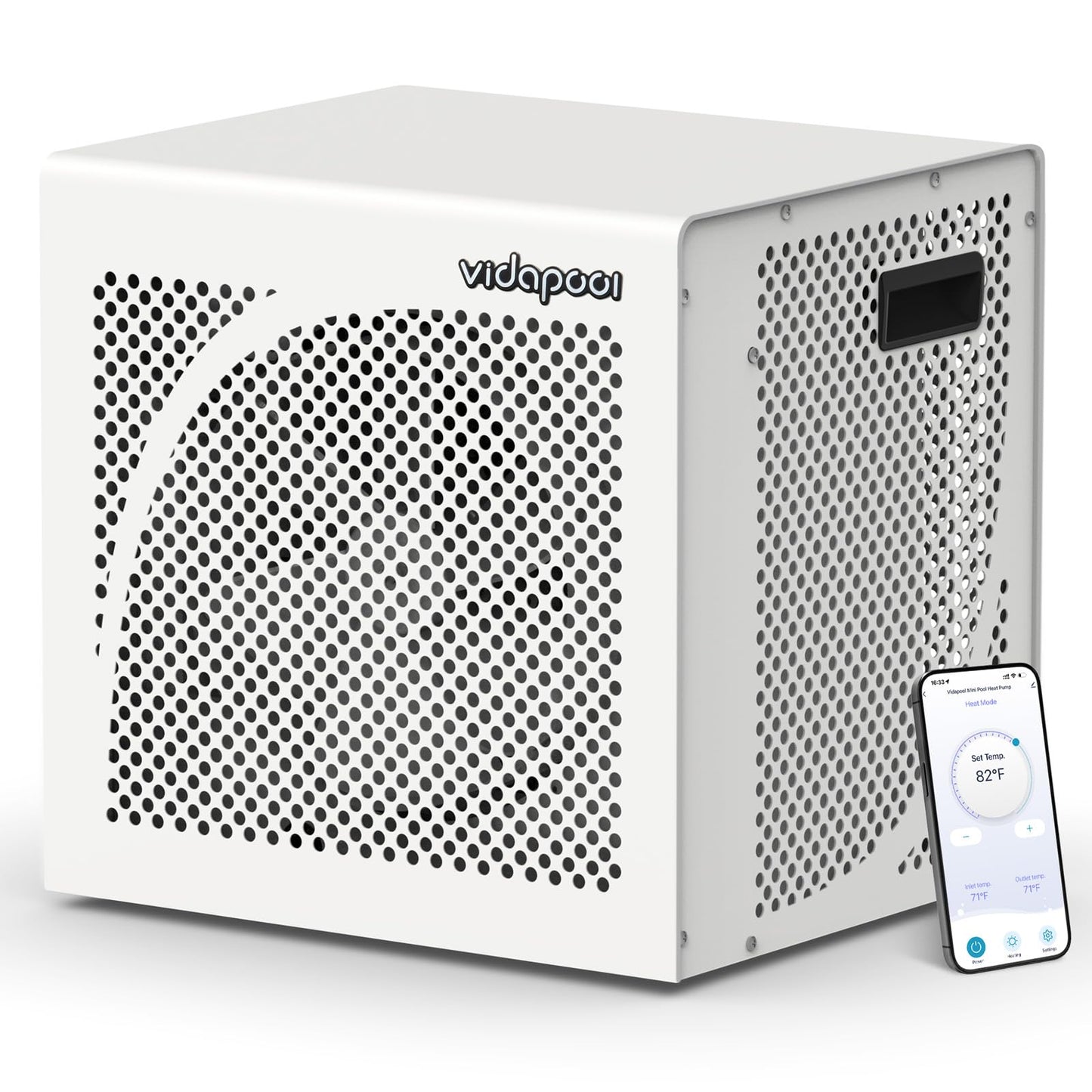 Vidapool 16,000 BTU Swimming Pool Heater 7.5 COP Electric Pool Heat Pump for Above Ground and Inground Pools Heating and Cooling Smart WiFi Control Pools Up to,5000 Gallons