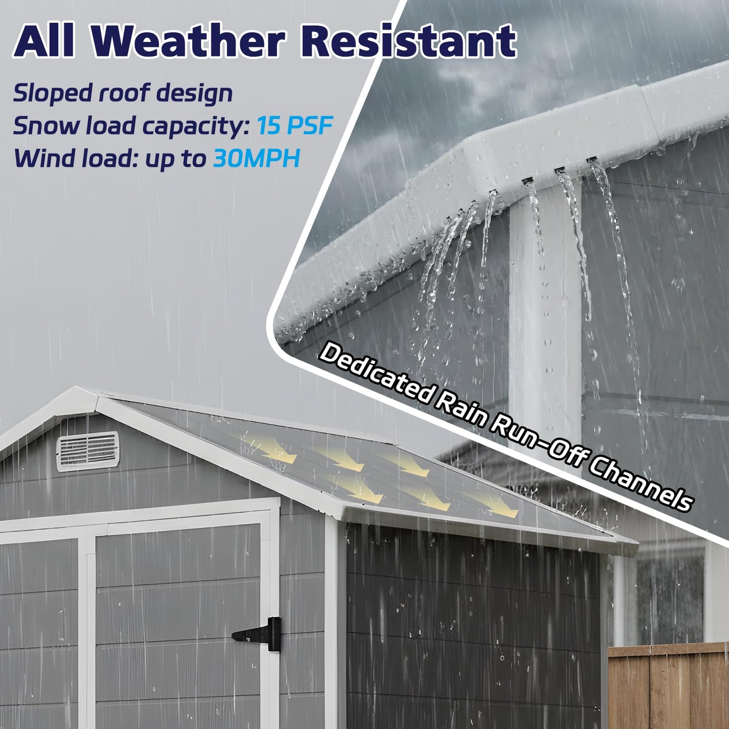 LARBANKE 6x4 FT Outdoor Resin Storage Shed with Floor & Window, All-Weather Waterproof Plastic Garden Tool Shed, Plastic Shed with Lockable Double Doors & Ramp for Mower, Bike,Backyard Storage, Gray
