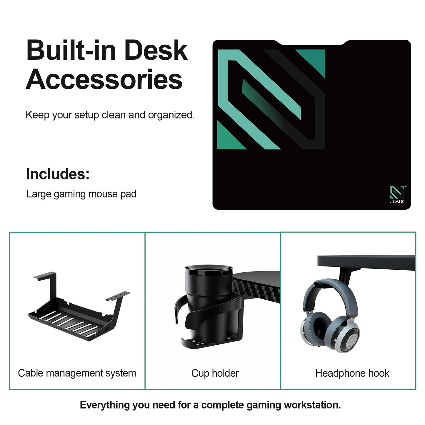 JWX Dual Motor L Shaped Standing Desk 63”, Electric Height Adjustable Gaming Desk with Memory Presets, Child Lock, Sit Stand Reminder, Carbon Fiber Desktop, Cable Management, Cup Holder