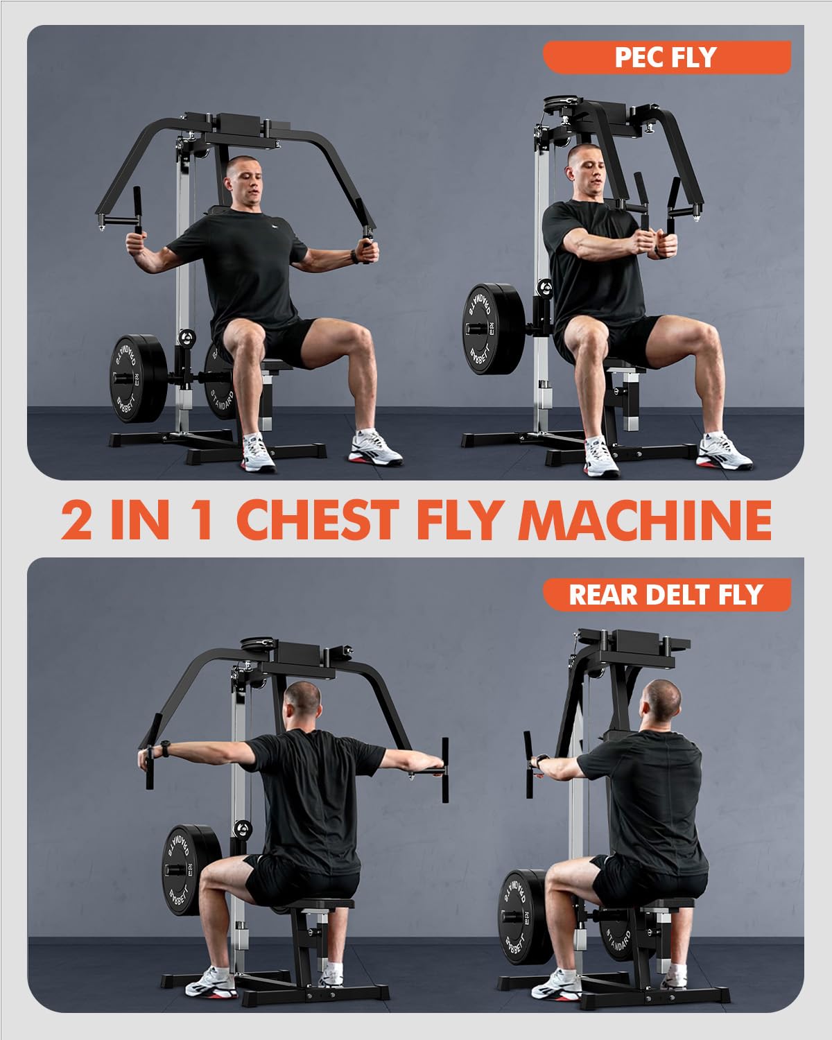 Mikolo Chest Fly Machine, PEC Fly and Reverse Delt Machine, 400 lbs Upper Body Specialty Machine for Pectoral and Rear Deltoid with Band Pegs, Chest, Back, and Shoulder Training for Home Gym