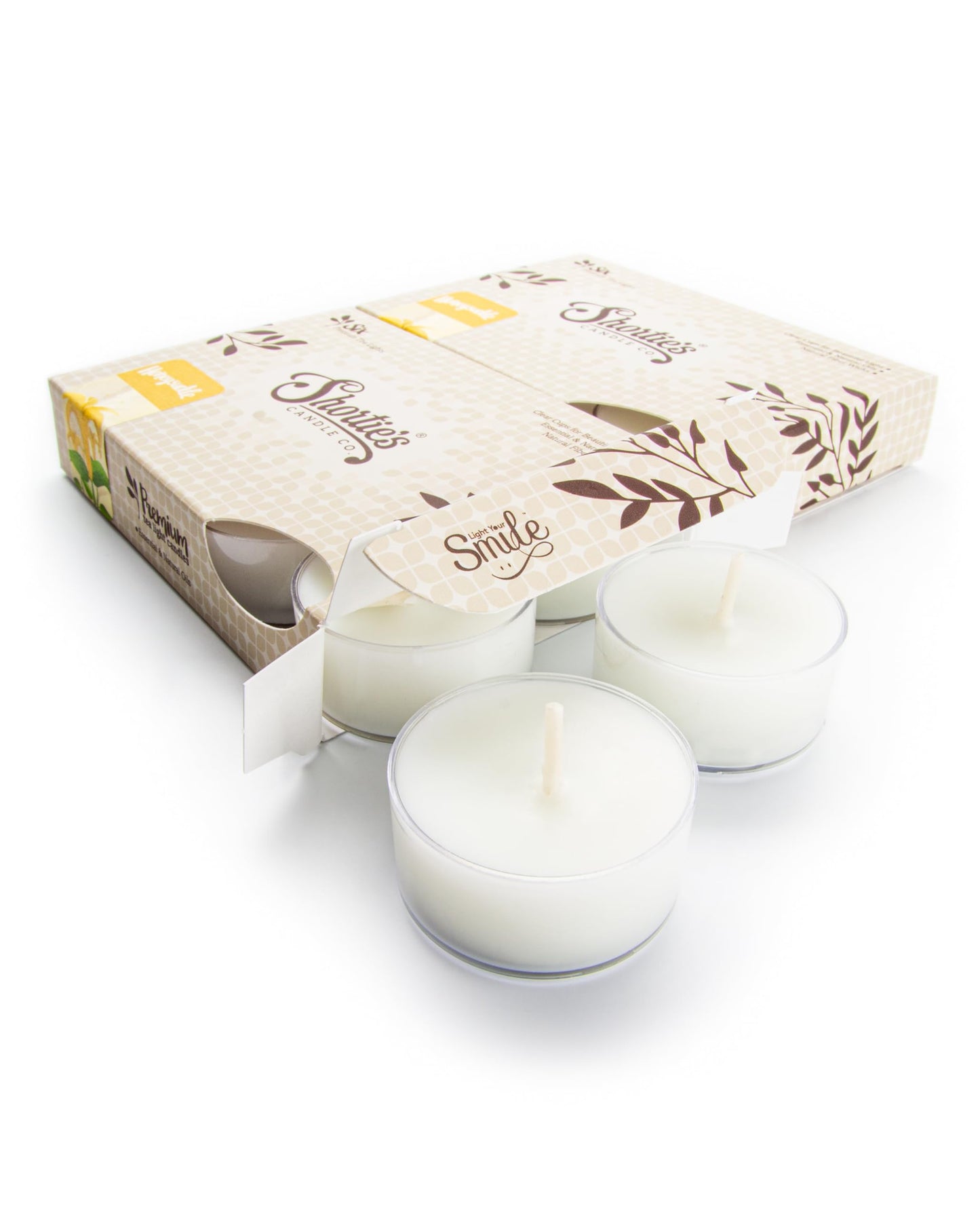Shorties Candle Company Pure Honeysuckle Tealight Candles - 12 Highly Scented White Tea Lights - Model 45065 - Flower Collection