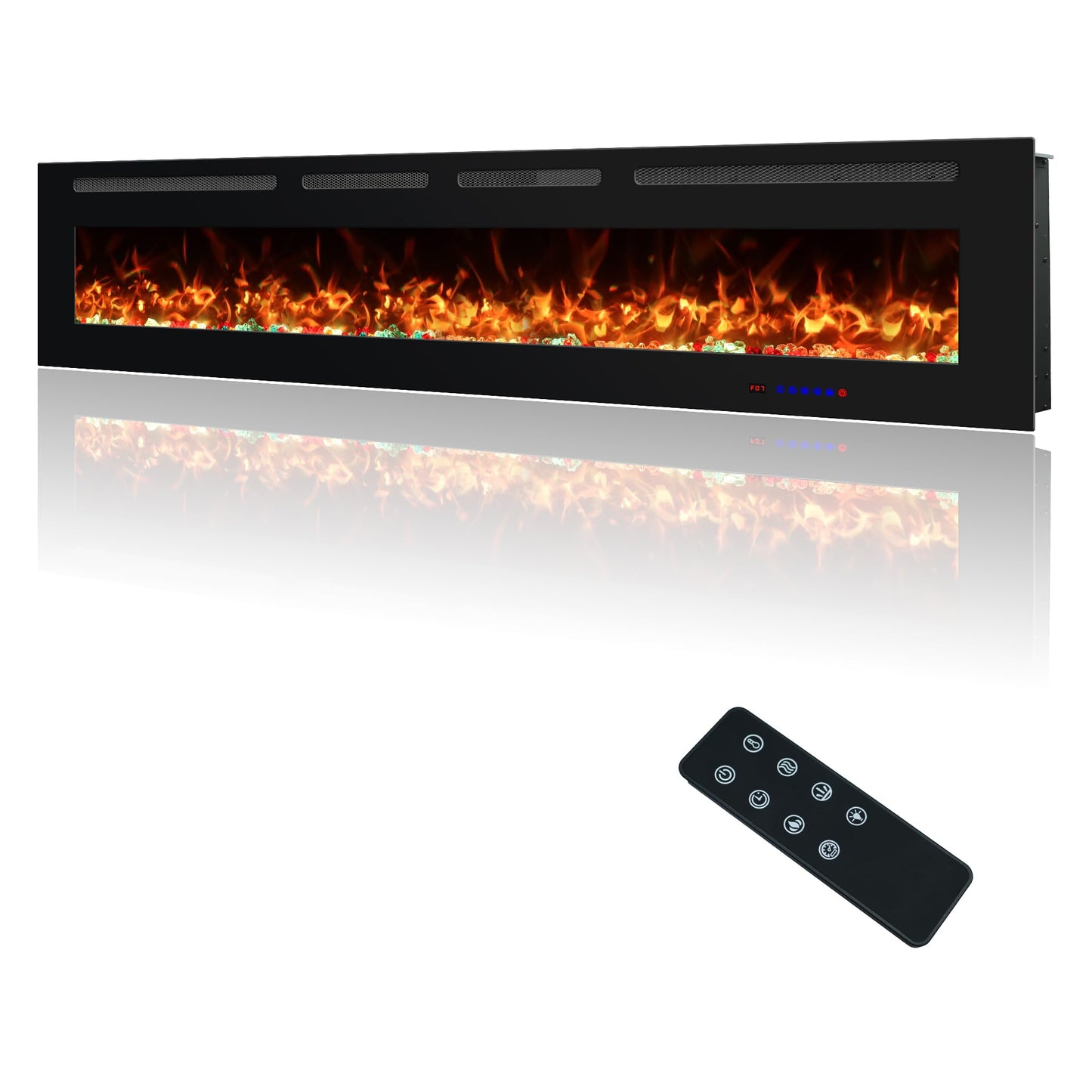 Oxhark Flame 72 Inches Electric Fireplace, Wall Mounted Fireplace Inserts Electric Heater, Flame Effects Like Real Flame, Low Noise, Timer & Thermostat Setting, 750W/1500W