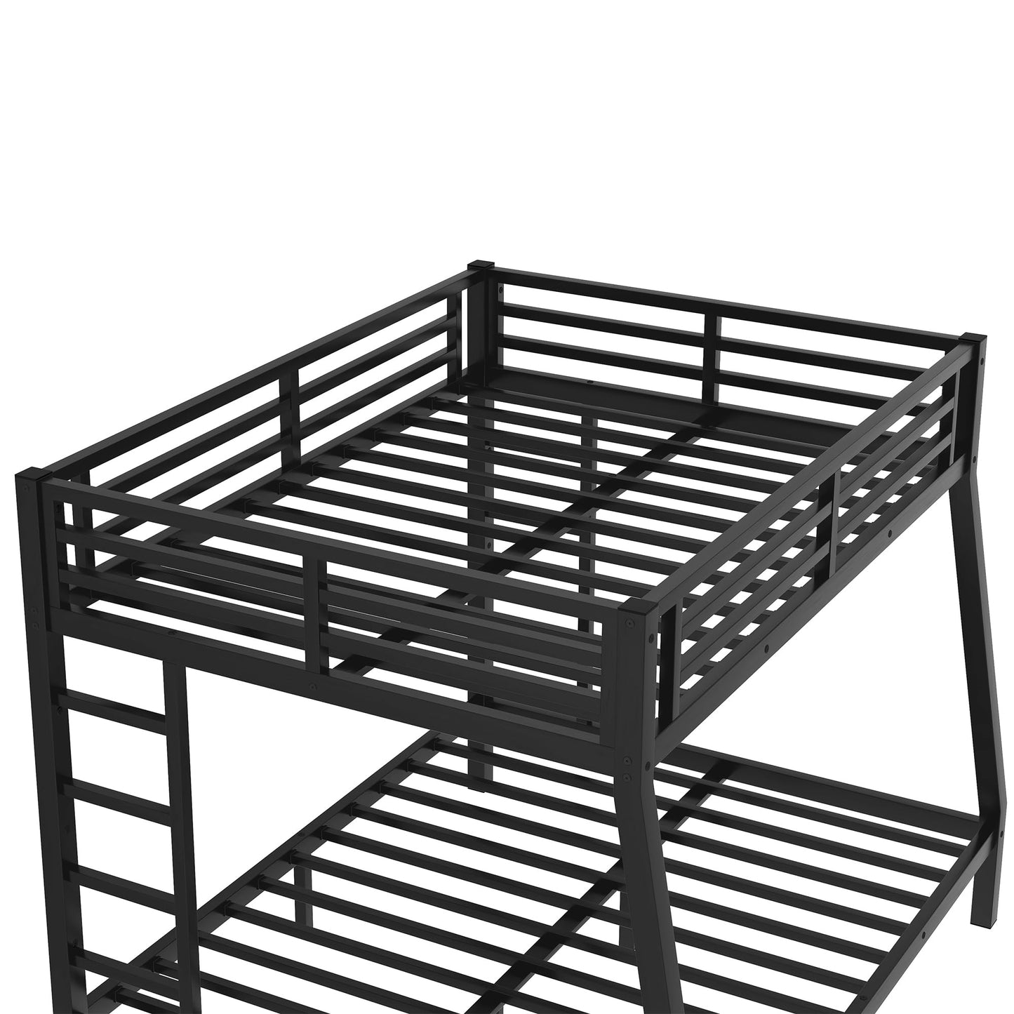 Bellemave Full XL Over Queen Bunk Bed for Adults, Full XL Over Queen Bunk Bed Frame with 2 Ladder and Full Length Guardrail, Easy Assemble, Mattress Not Included, Black