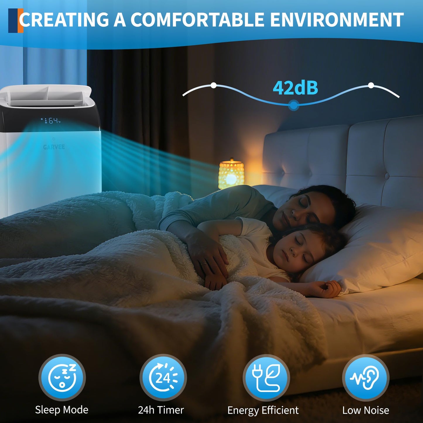 Garvee 14,000 BTU Inverter Portable Air Conditioner, Dual Hose with Heat Pump, Energy Efficient Smart AC Unit for Rooms Up to 700 sq.ft, Quiet Cooling & Dehumidifier with Remote