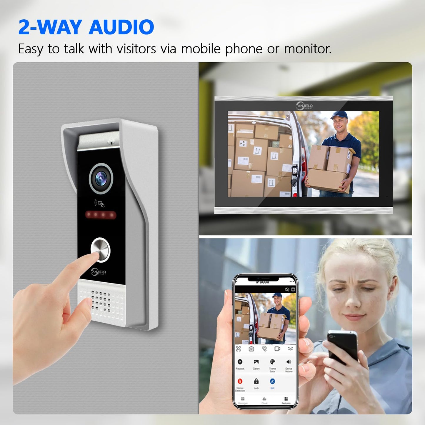 Wired Smart Video Apartments Intercom System,10 Inch Monitors with 1080P Doorbell Camera,3-in-1 Unlocking,TUYA WiFi Door Phone Kits, Ideal for Villas & Homes (2 doorbell + 3 Monitor)