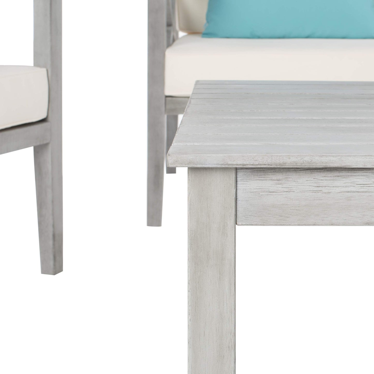 Safavieh PAT7031A Collection Nunzio Teak and White and Navy 4 Pc Accent Pillows Outdoor Set
