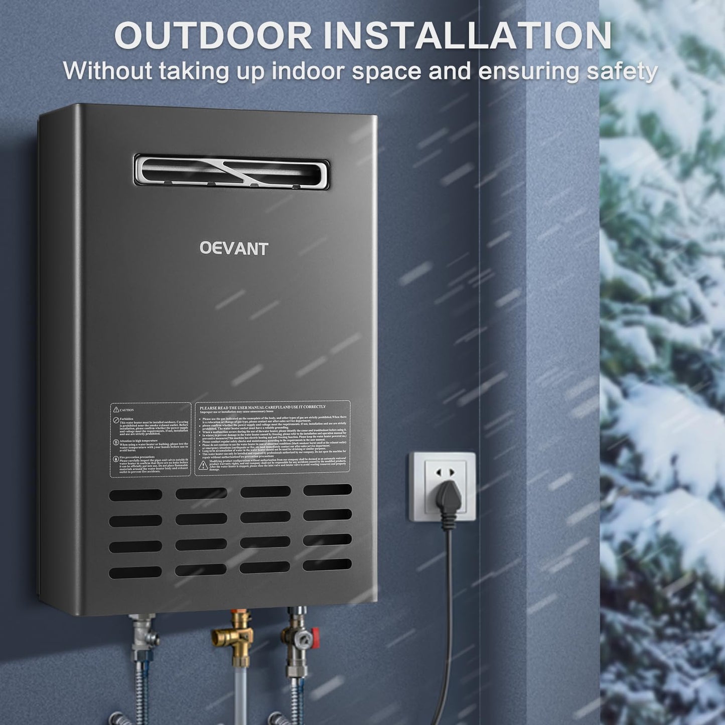 OEVANT Outdoor Tankless Water Heater, 130,000 BTU/5.3 GPM Propane Instant Hot Water Heater with CSA Certified＆Smart Temperature Control, Propane Gas, Security Protections for Whole House-Silver Gray
