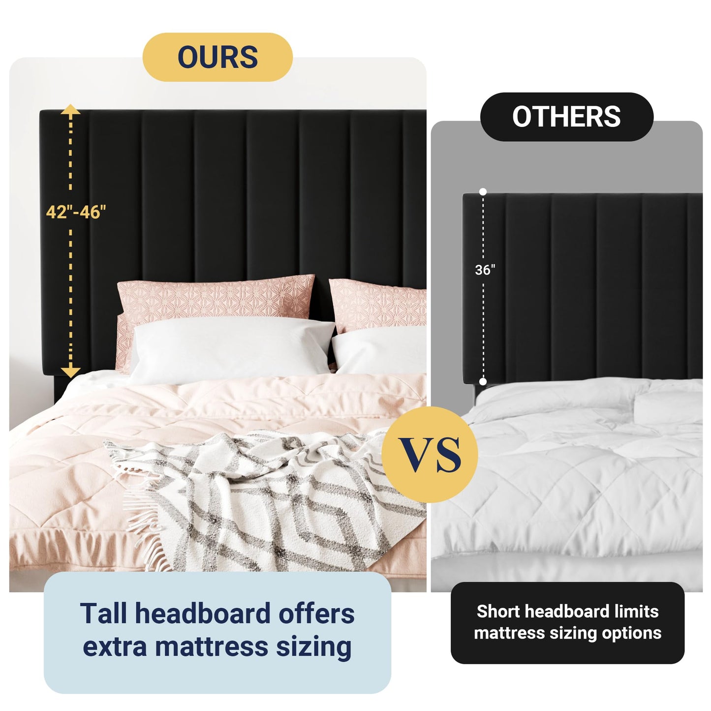 Allewie Queen Size Storage Bed Frame, Vertical Channel Tufted Adjustable Headboard, Velvet Upholstered Platform Bed with 4 Oversized Underbed Drawers, Wooden Slats Support, No Box Spring Needed, Black