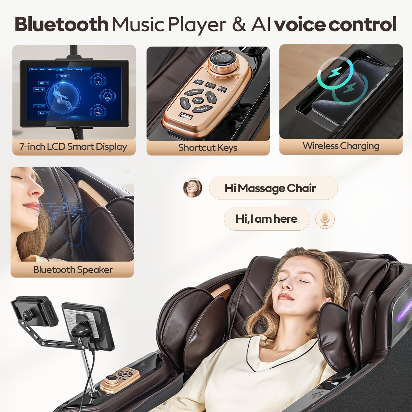 4D Massage Chairs Full Body,Zero Gravity SL-Track Shiatsu Massage Chair Recliner,Core Heating,20 Massage Techniques,Deep Yoga Stretch,Foot Rollers, Ai Voice,Touch Screen,Wireless Charging