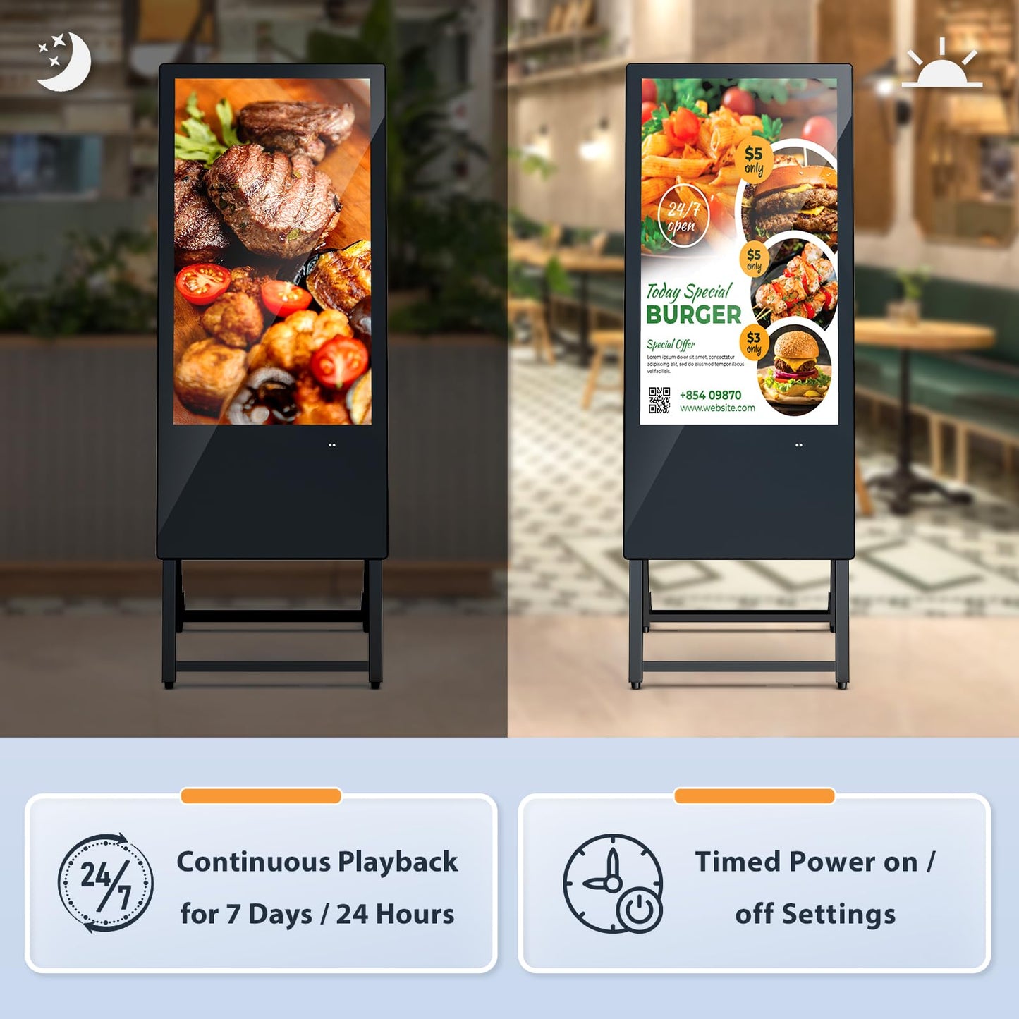 QIXZOCV MWE 32 Inch Digital Signage Display, Portable LCD Digital Kiosk Monitor, Advertising Display Poster, Android Kiosk with Auto Media Player, HDMI/USB