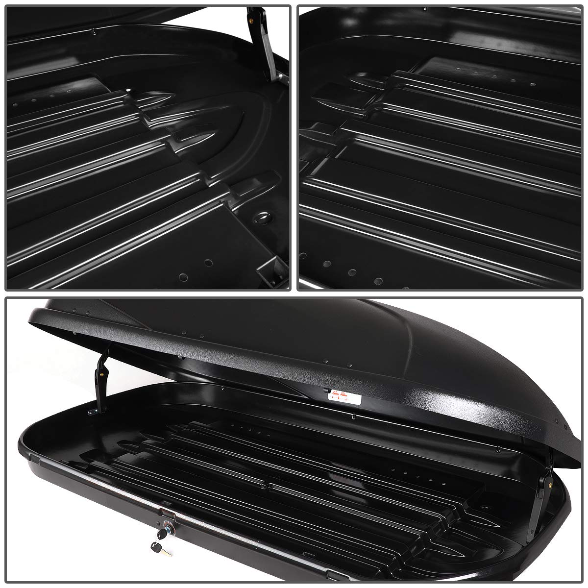 DNA Motoring PT-ZTL-8095-BK Pair Aluminum Roof Rail Cross Bars+Cargo Box Baggage Carrier w/Lock+Keys,Black