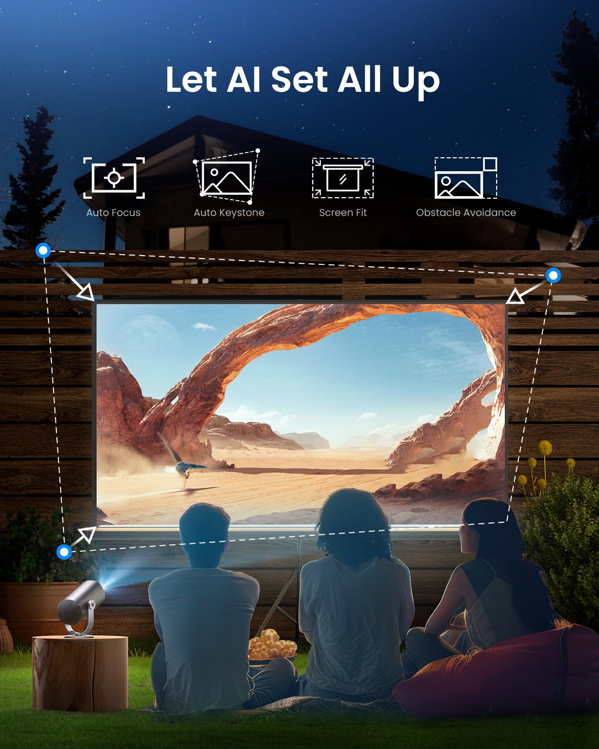 Dangbei Freedo Portable Projector 1080P, GTV with Licensed Netflix, 2.5hrs Battery, 450 ISO Lumens, 180-inch Display, Dolby Audio, DLP Min Projector with Wifi and Bluetooth, HRD10