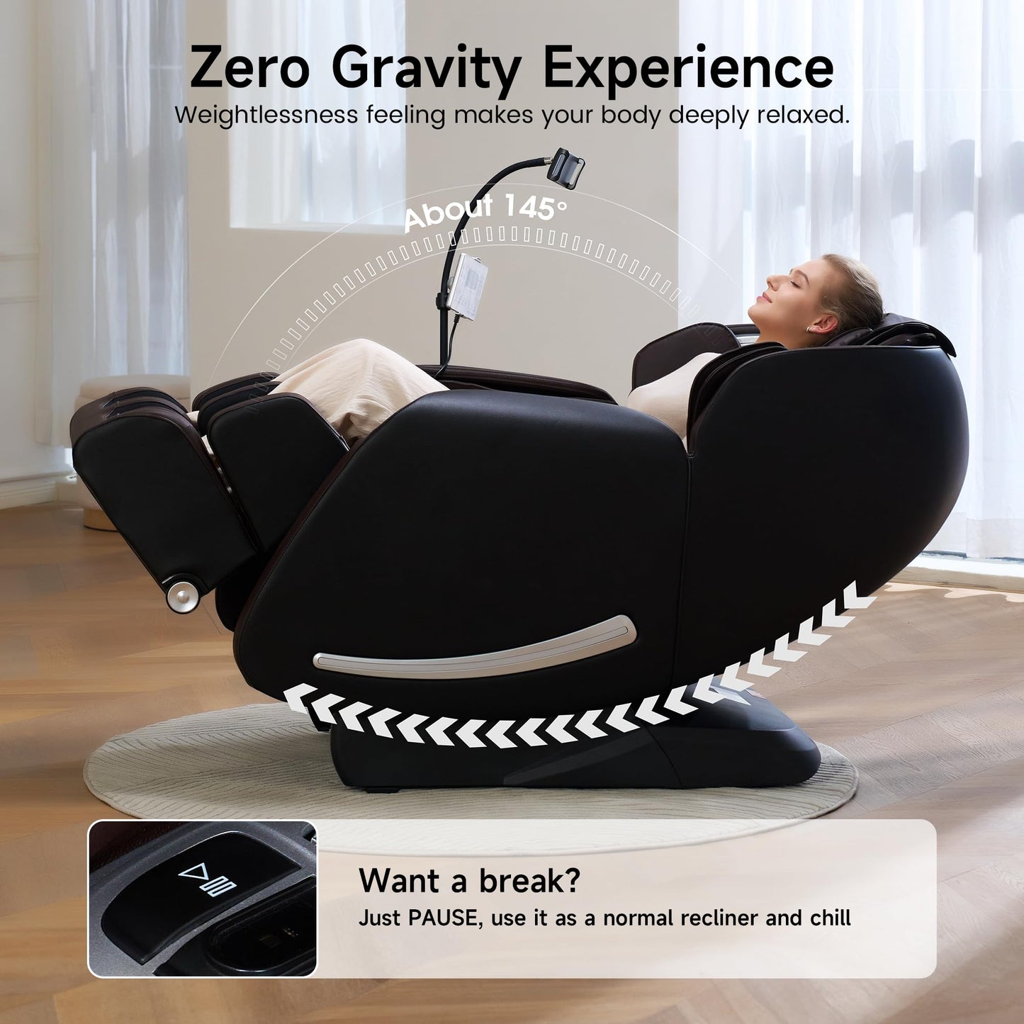 Real Relax Massage Chair Full Body with Unique Phone Controller,Heart and Blood Measurement, Zero Gravity 3D SL-Track Recliner with APP Control, Child Lock,Pause Button, Back Pad, Favor-06, Dark Brown