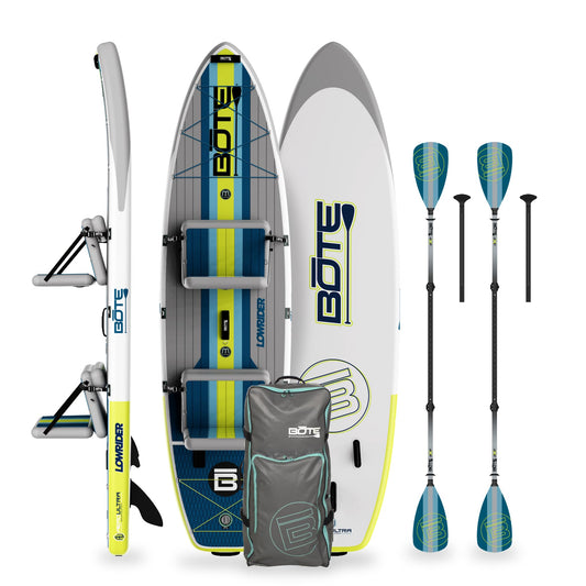 BOTE Lowrider Aero Inflatable Stand Up Paddle Board MAGNEPod Blow Up iSUP Convertible Tandem 2 Person Seat Included Adults Kids Family Friendly