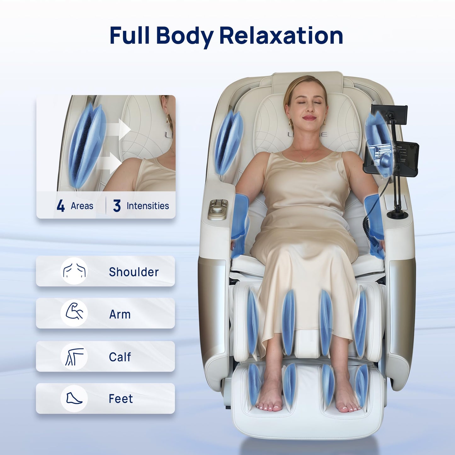 Lifevibe VAT Massage Chair Full Body VibroAcoustic Sonic Wave, SL-Track Zero Gravity Recliner with 25 Auto Modes, Smart Body Scan, Extendable Footrest, Reading Lamp, White