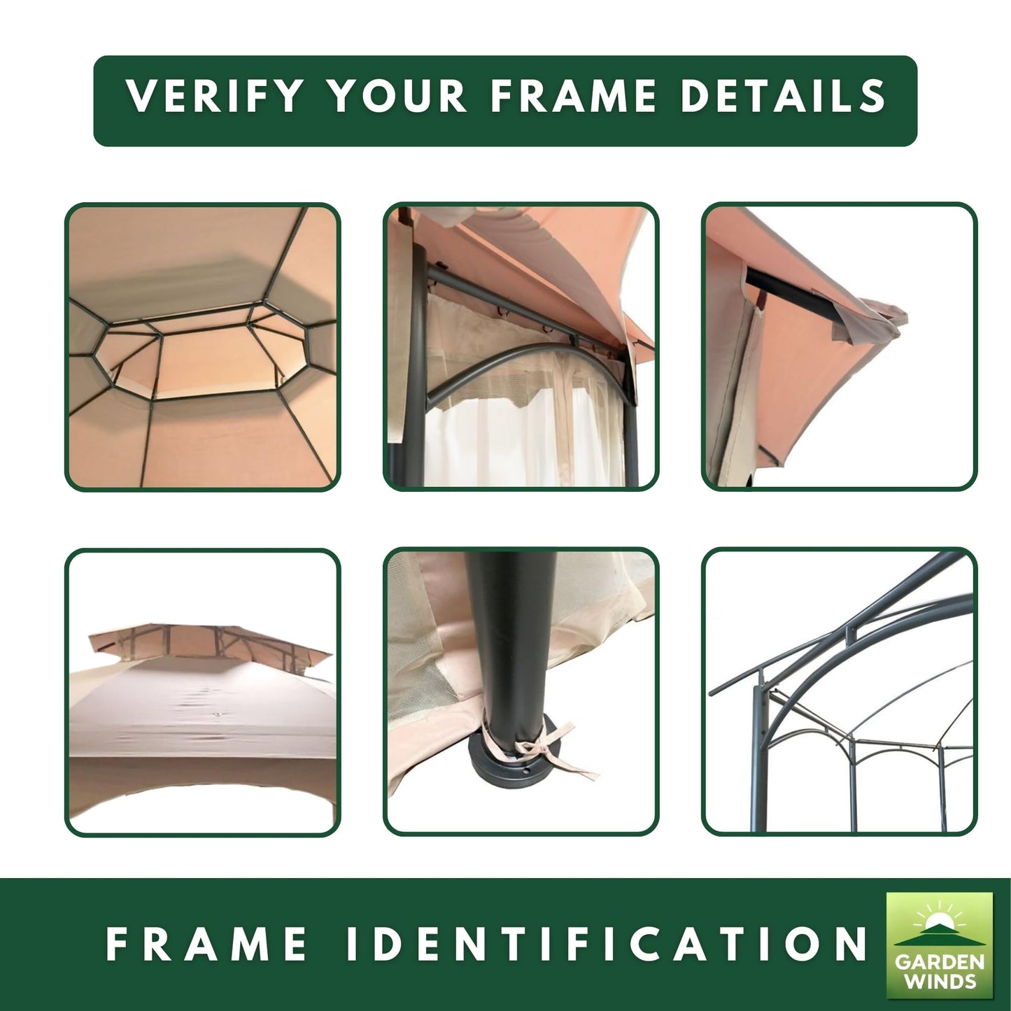 Garden Winds Durable 350 Replacement Canopy Top Compatible with Manhattan 10’ x 12’ Gazebo Model L-GZ1138PST - Beige