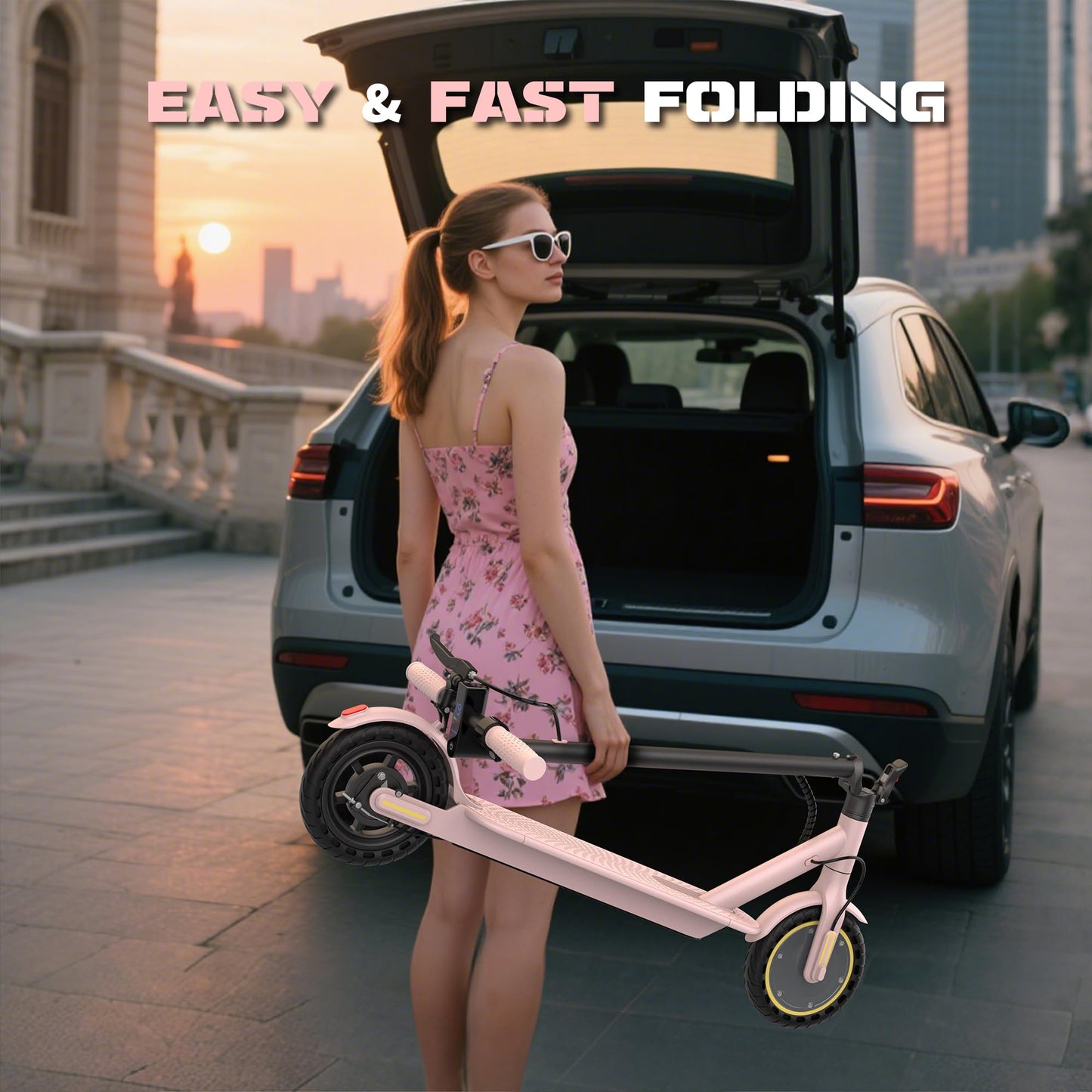 Electric Scooter, 350W Motor & 8.5" Solid Tires, Up to 19 MPH & 15 Miles Rang, Foldable Commuter E Scooter for Adults & Teens