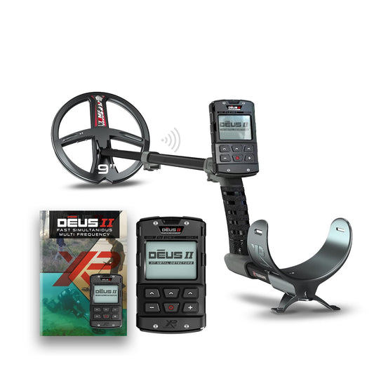 XP Deus II RC Metal Detector - 22 FMF Coil (9") - for Treasure and relic Detection - for All Terrain, XP Deus II Remote Control, S-Telescopic stem (DEUS2-22FMFRCEA)