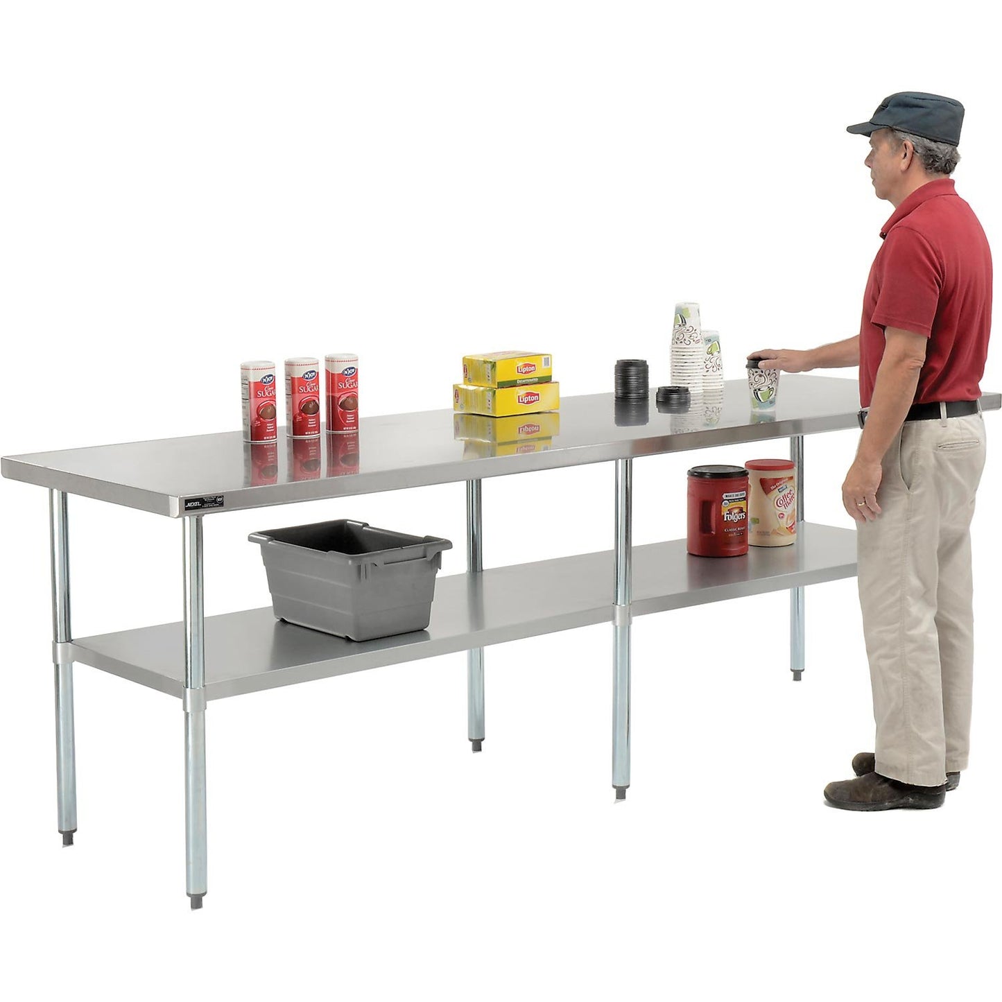 Nexel WB9630SS Stainless Steel Worktable With Under shelf, 96"W x 30"D x 35"H