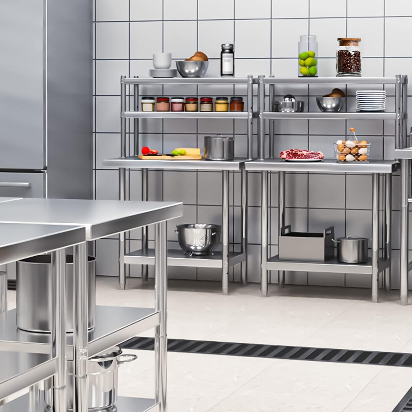 YITAHOME NSF Stainless Steel Work Table With Overshelves, 30" X 24" With 30" X 12" Shelf, Metal Prep Table for Home Kitchen Restaurant Garage Warehouse
