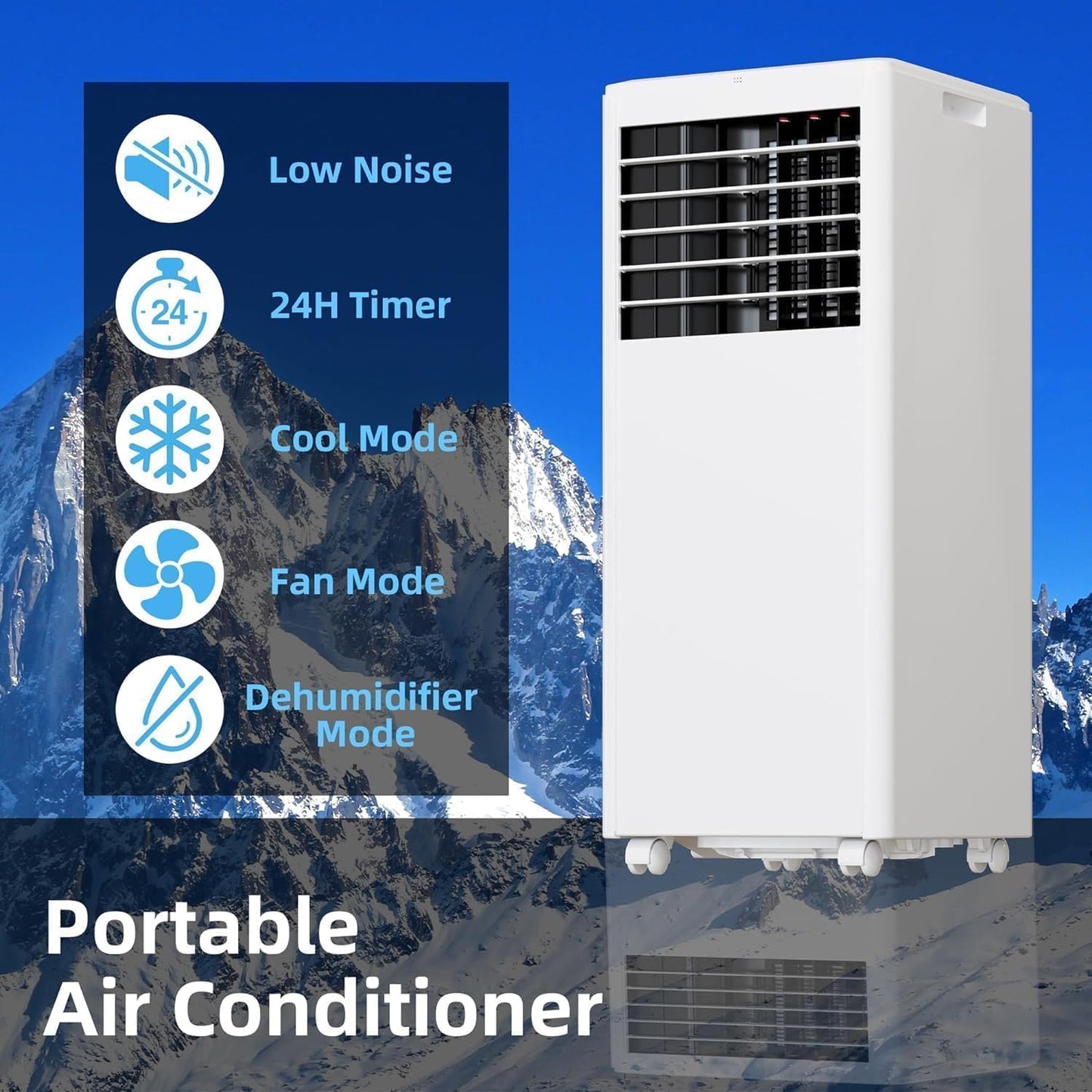 GarveeLife Portable Air Conditioner,8,000 BTU for Rooms up to 350 Sq.Ft., Smart Compact AC Unit with Cooling, Dehumidifier, Fan, Remote Control and Window Kit, White