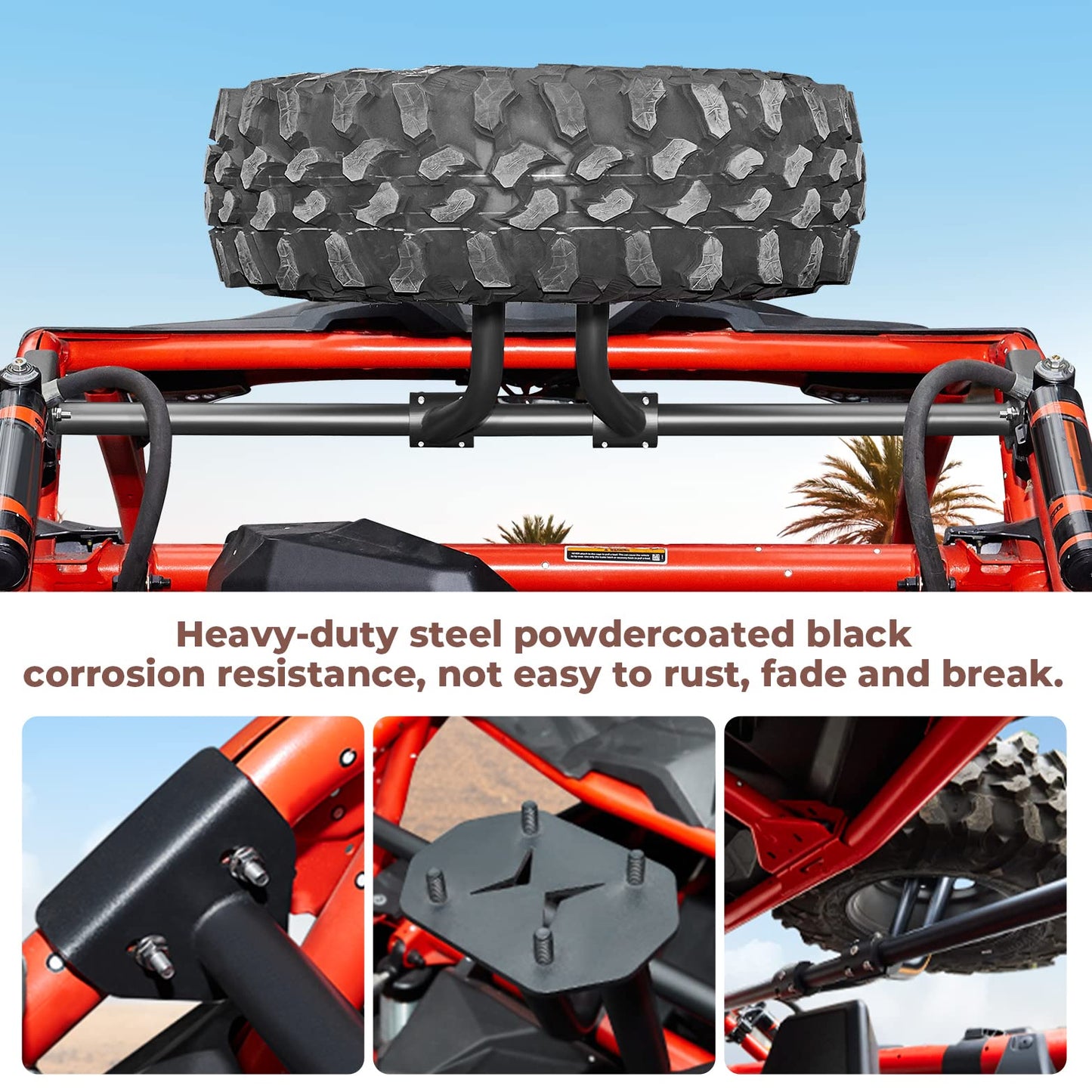 KEMIMOTO X3 Spare Tire Carrier Holder Compatible with Can-Am Maverick X3 and X3 Max Turbo RR 2017 2018 2019 2020 2021 2022 2023 2024 2025 2026 Spare Tire Mount Holds Up to 32"