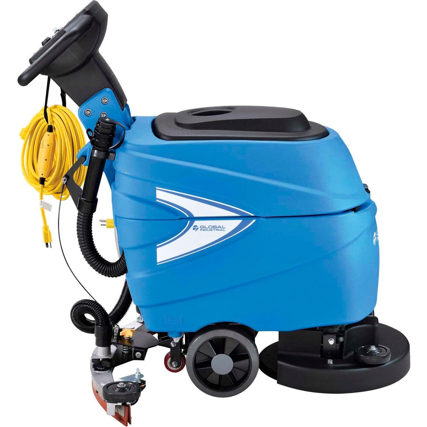 Global Industrial Commercial Electric Walk-Behind Ergonomic Auto Floor Scrubber, Corded, 17" Cleaning Path, 9.2 Gallon Solution Tank, 10.5 Gallon Recovery Tank