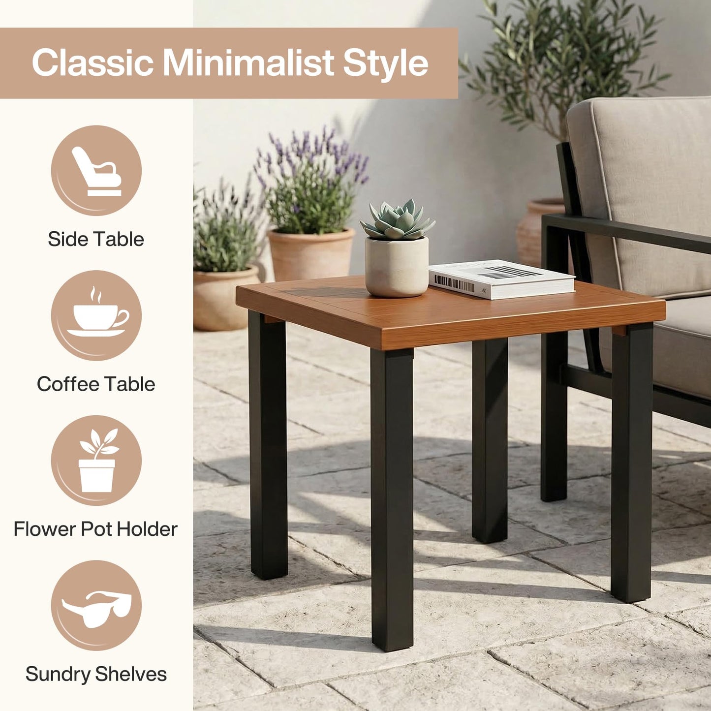 Tribesigns 3-Piece Outdoor Patio Furniture Set with 2 Armchairs & 1 Side Table, Modern Metal Patio Bistro Set with 6'' Thick Cushions, All-Weather Conversation Set for Balcony, Porch, Gray